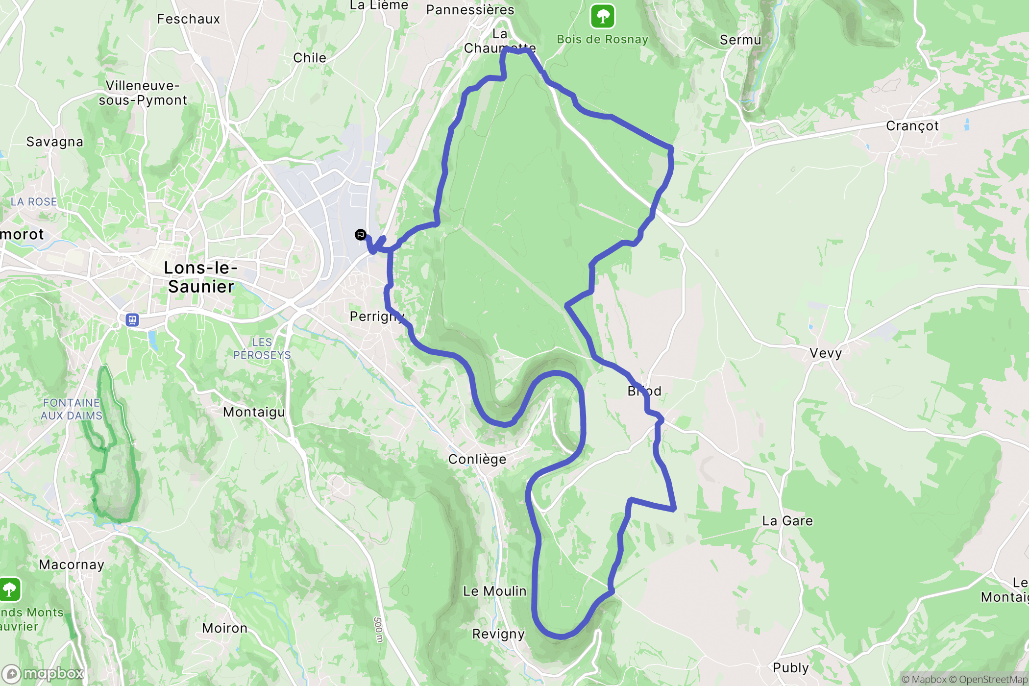 Perrigny : carte du parcours de randonnée - France