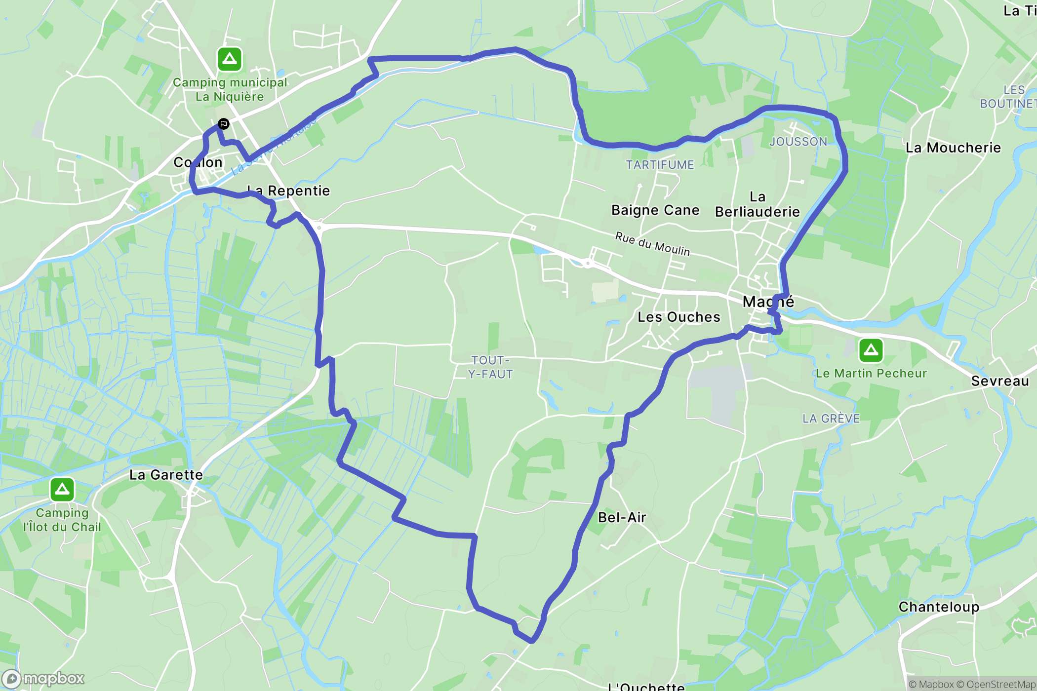 Coulon : carte du parcours de randonnée - France