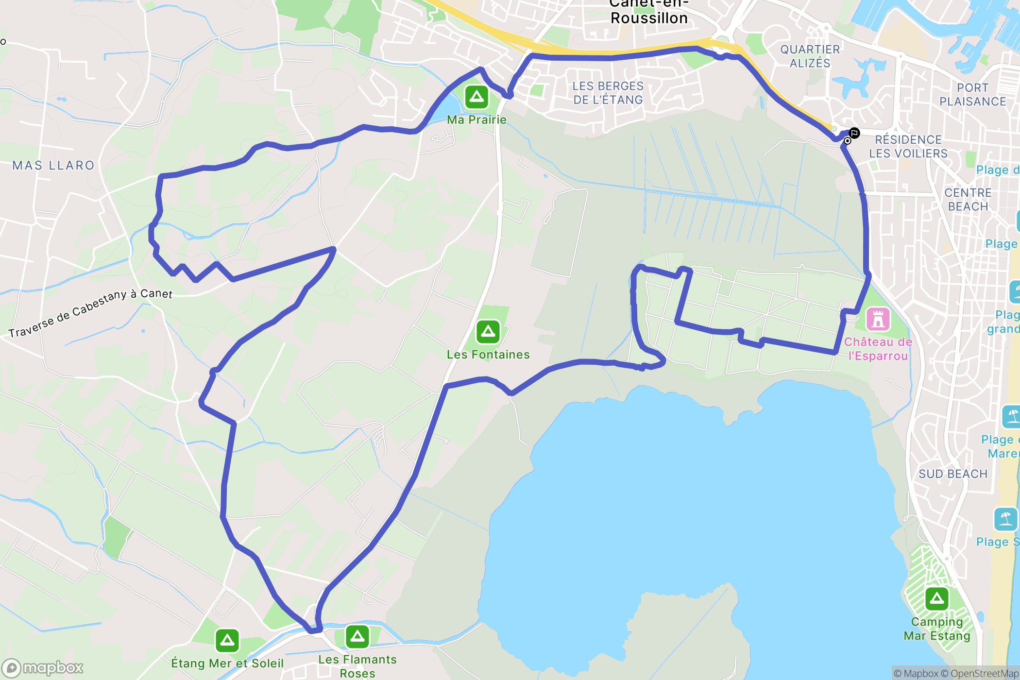 Canet-en-Roussillon : carte du parcours de randonnée - France