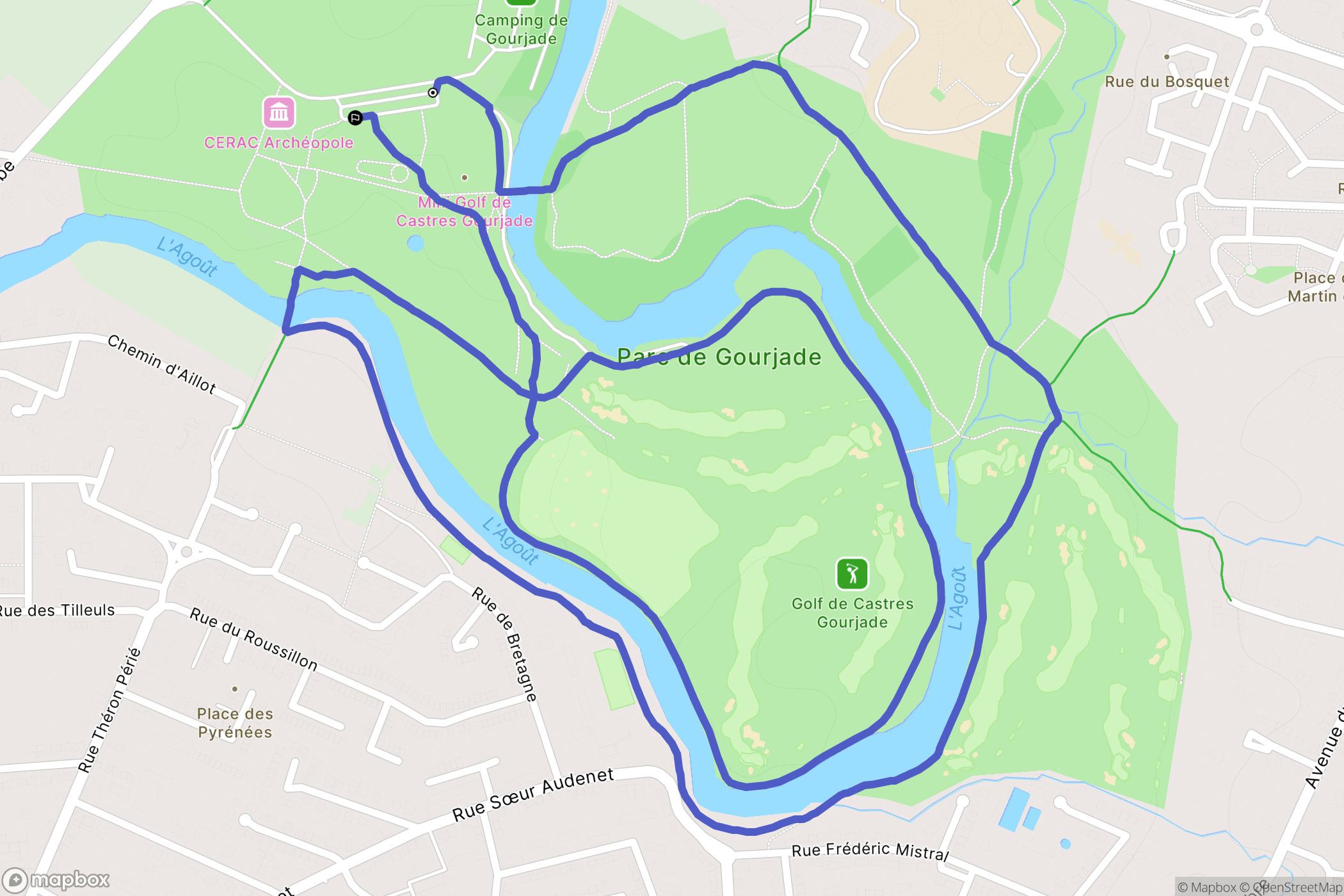 Castres : carte du parcours de randonnée - France