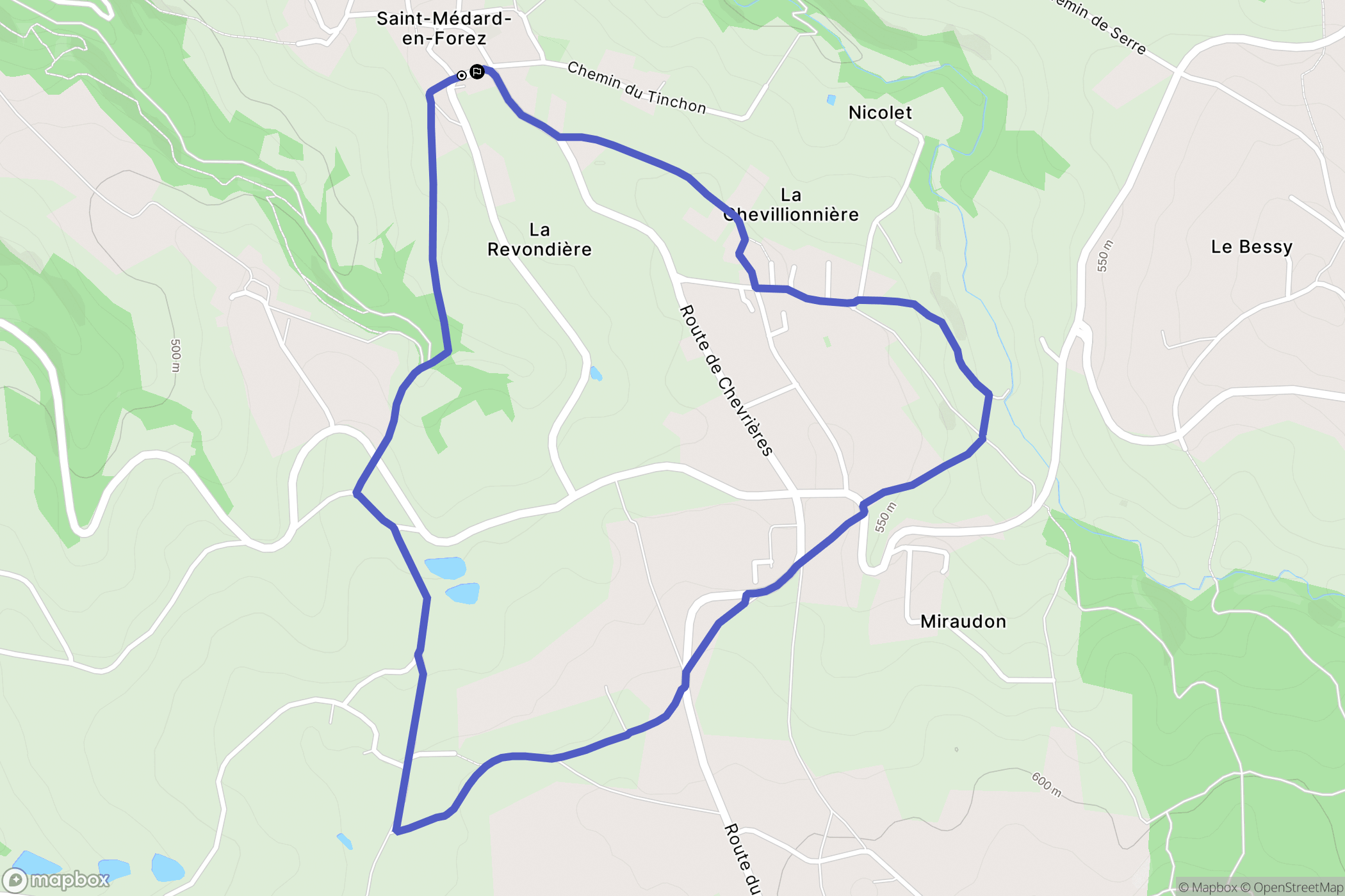 Saint-Médard-en-Forez : carte du parcours de randonnée - France