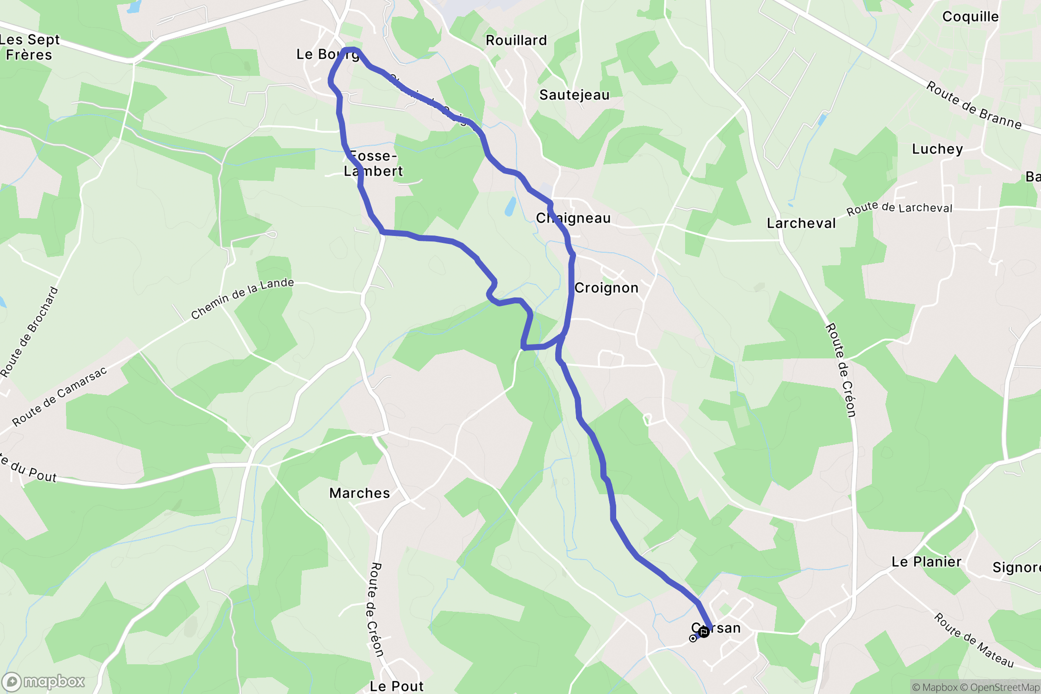 Cursan : carte du parcours de randonnée - France