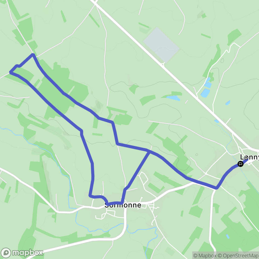 Lonny : carte du parcours de randonnée - France
