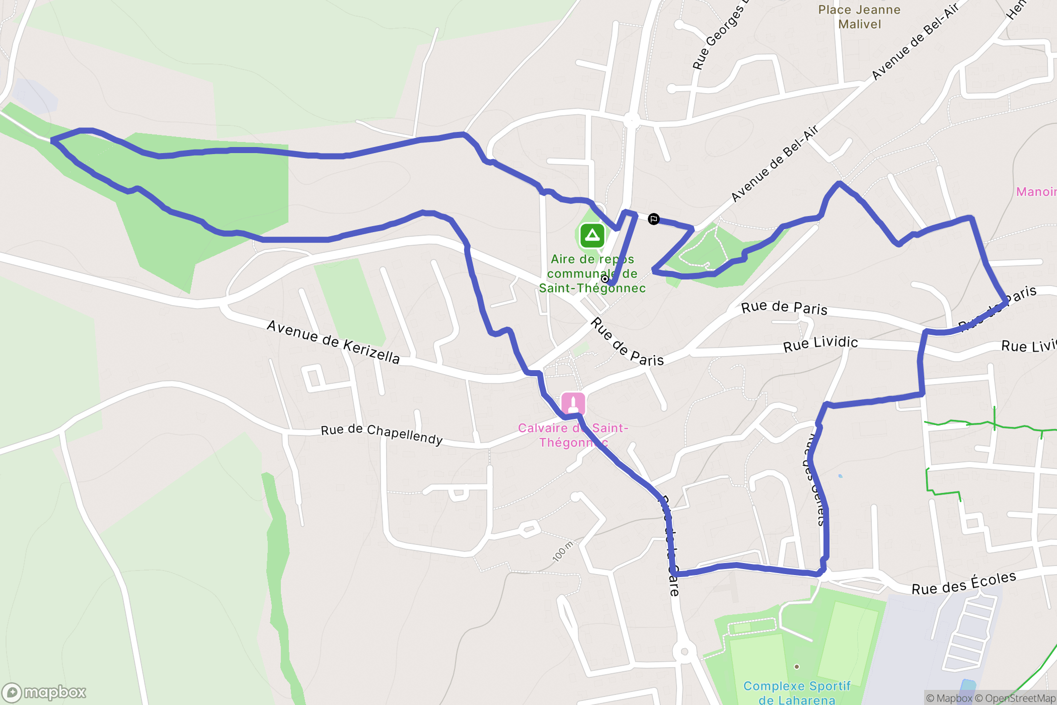 Saint-Thégonnec Loc-Eguiner : carte du parcours de randonnée - France