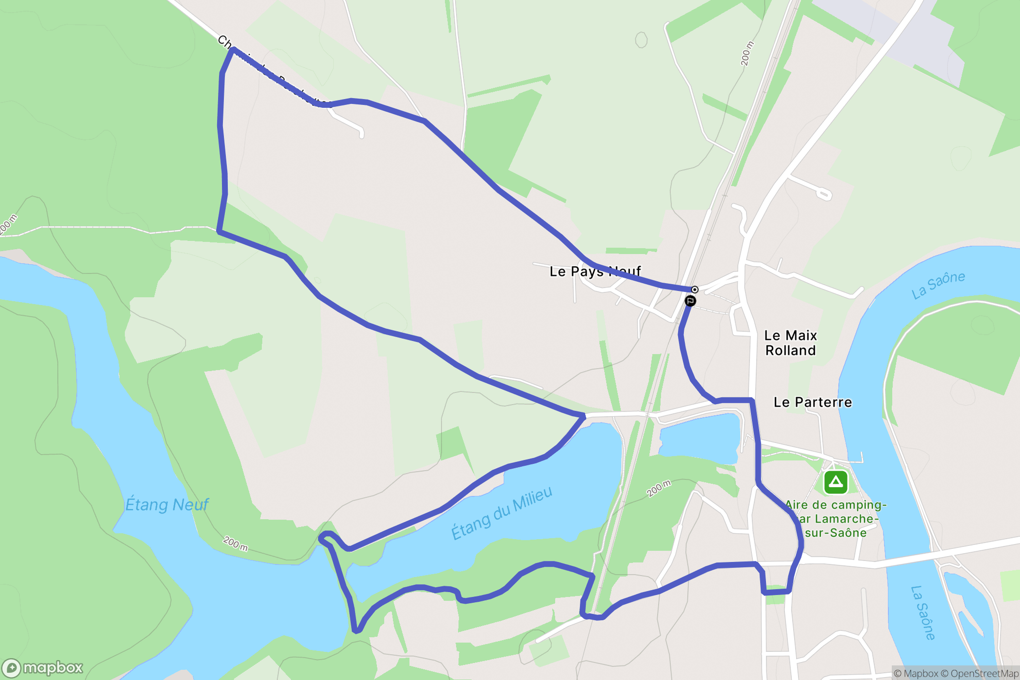Lamarche-sur-Saône : carte du parcours de randonnée - France