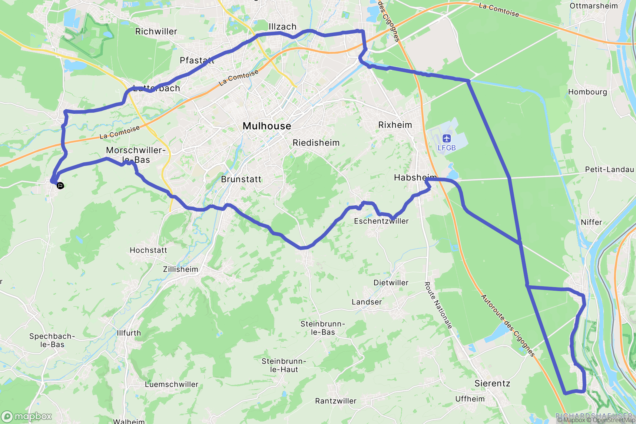 Heimsbrunn : carte du parcours de randonnée - France