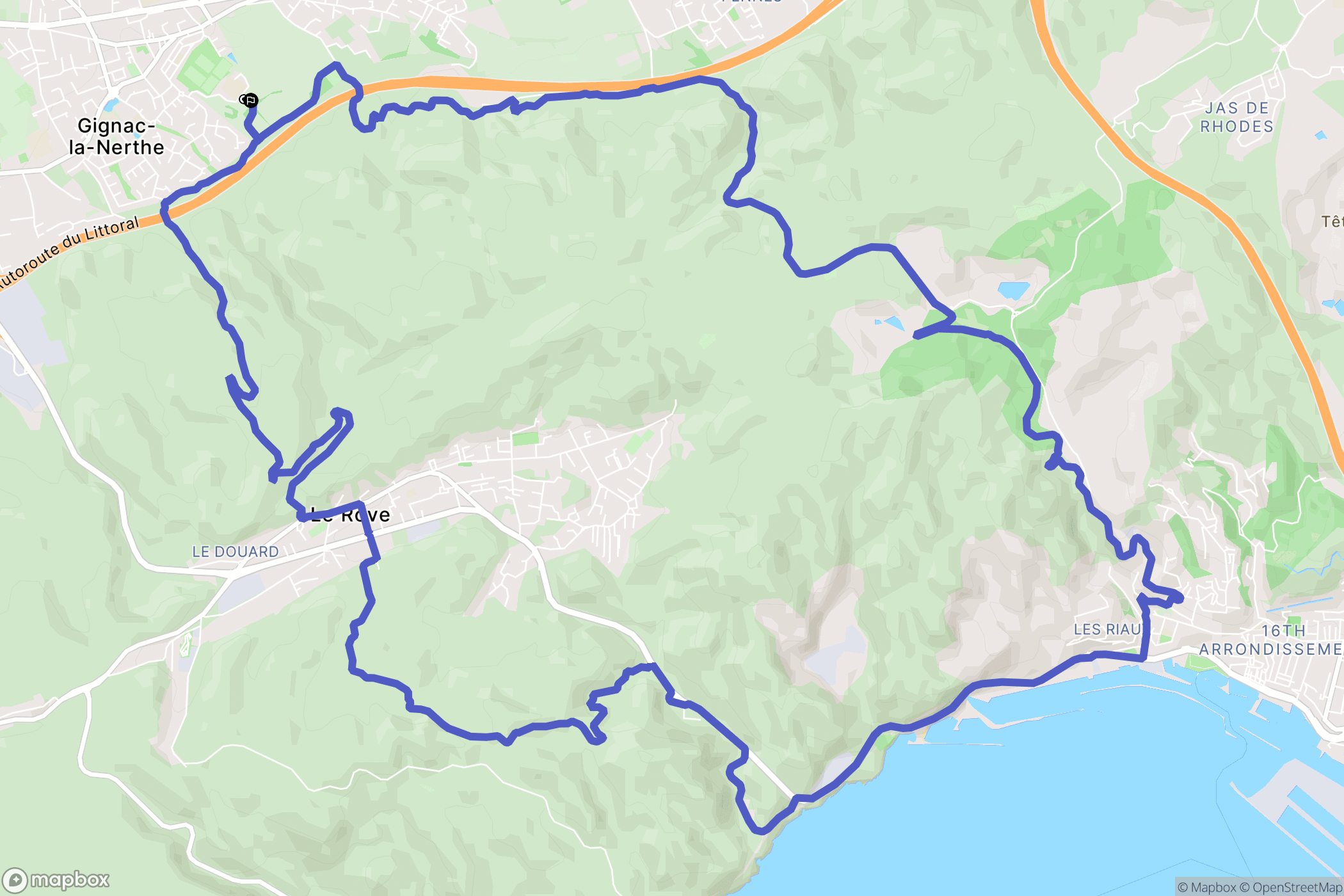 Gignac-la-Nerthe : carte du parcours de randonnée - France