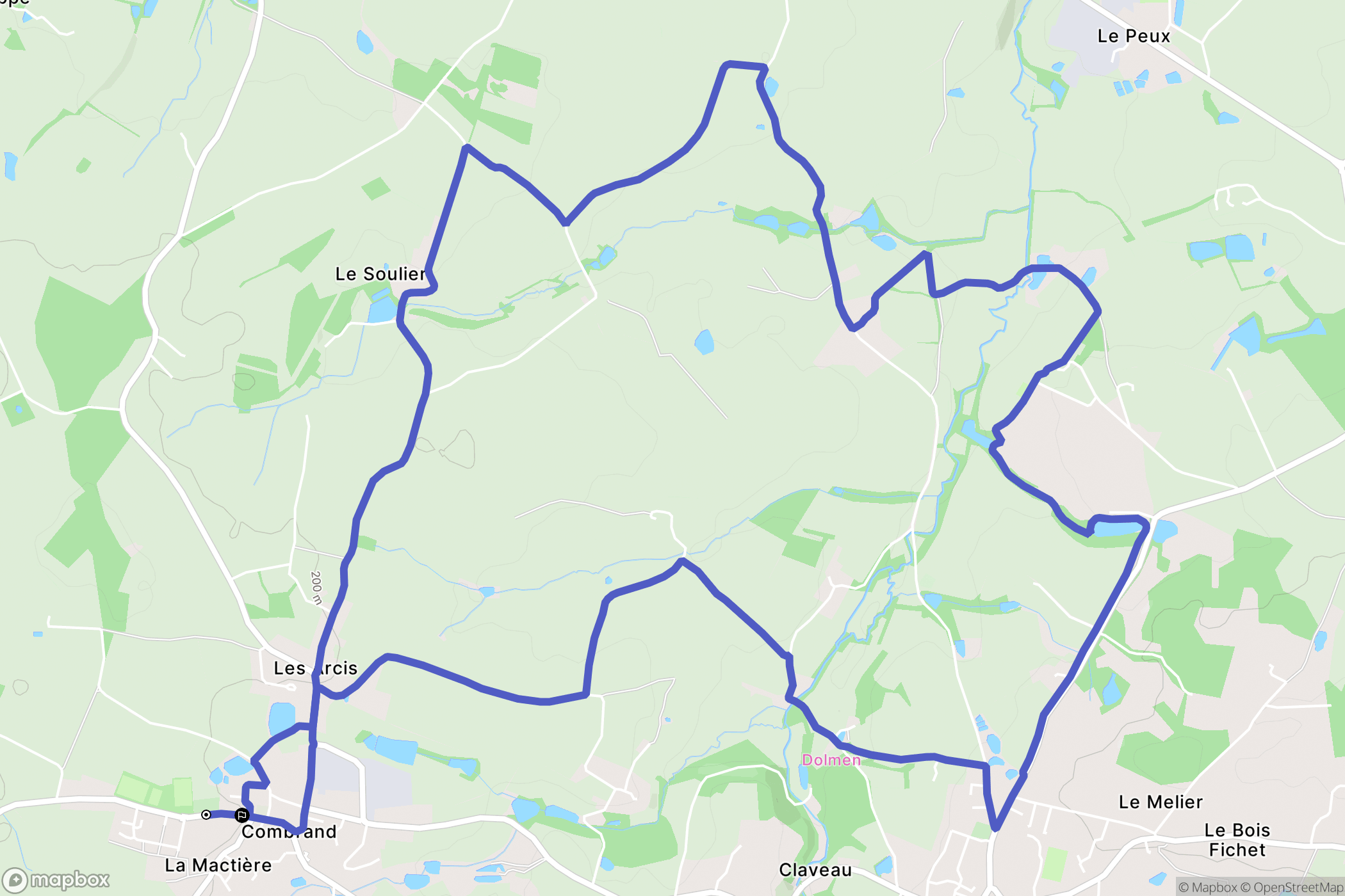 Combrand : carte du parcours de randonnée - France