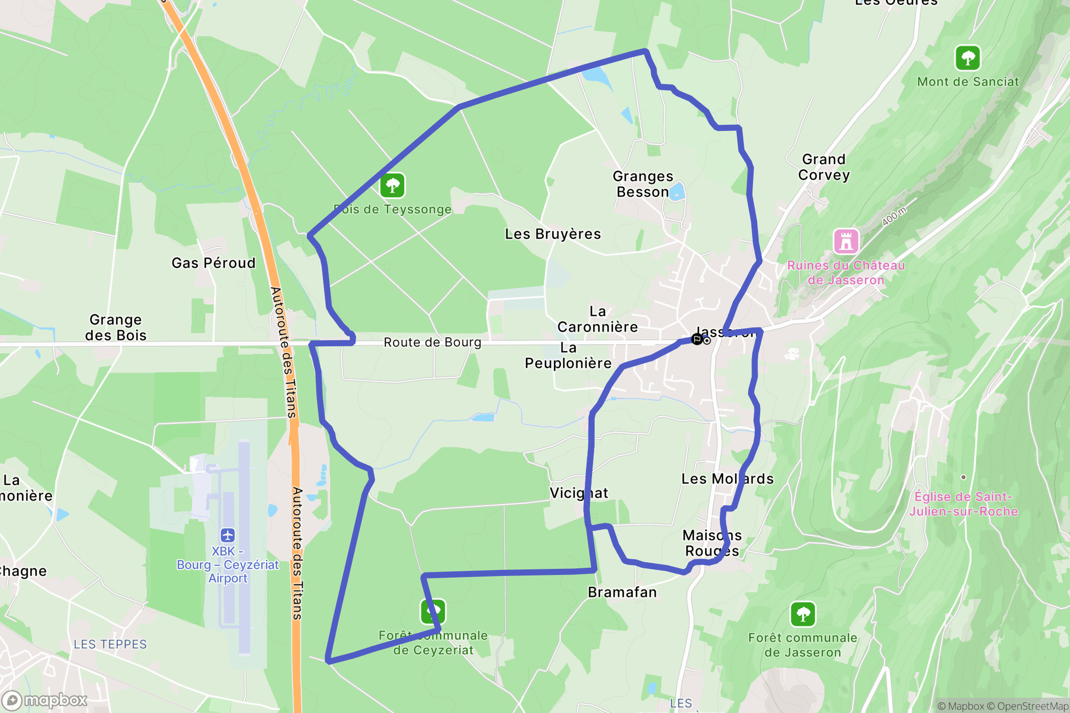 Jasseron : carte du parcours de randonnée - France