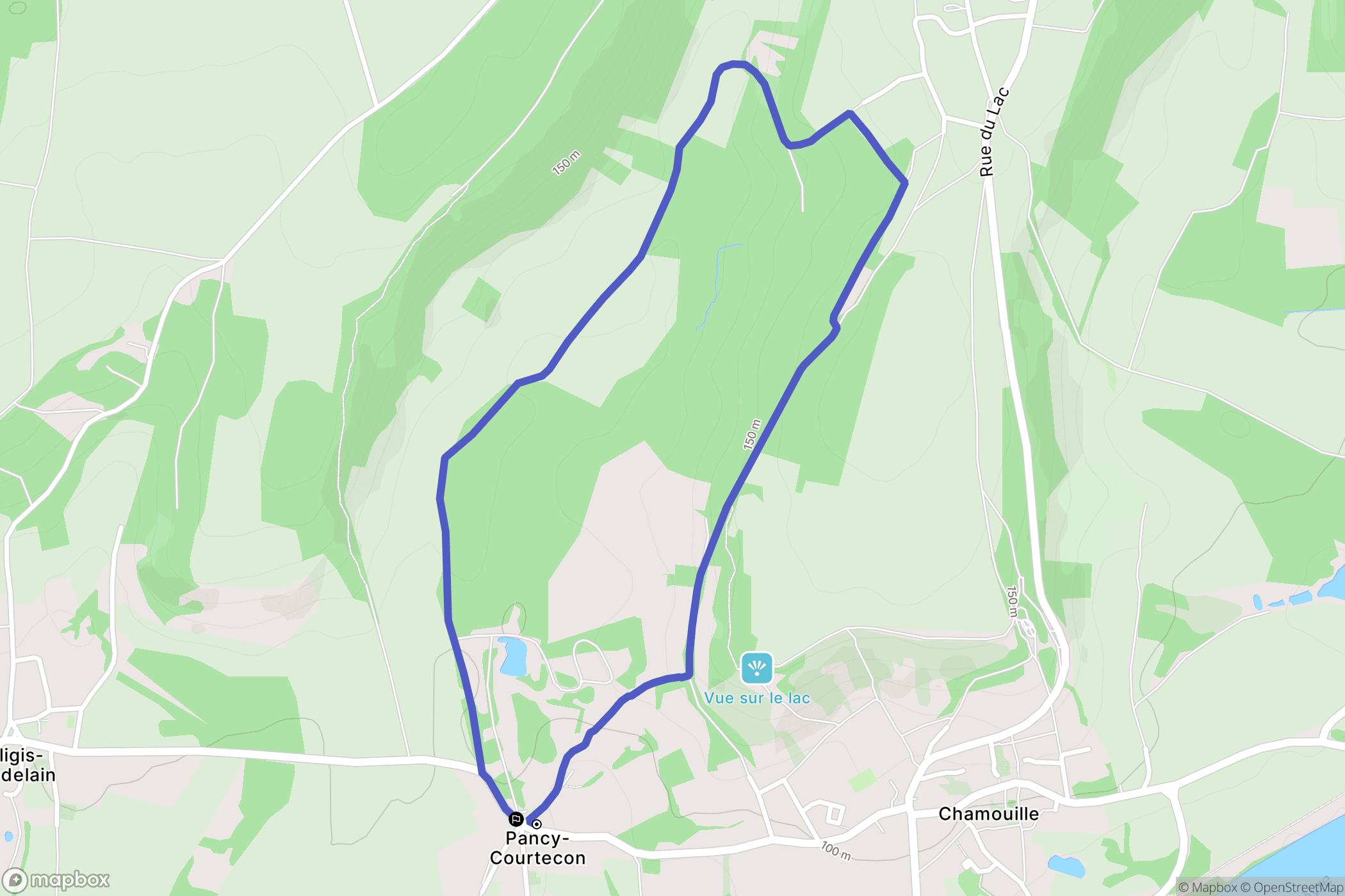 Pancy-Courtecon : carte du parcours de randonnée - France