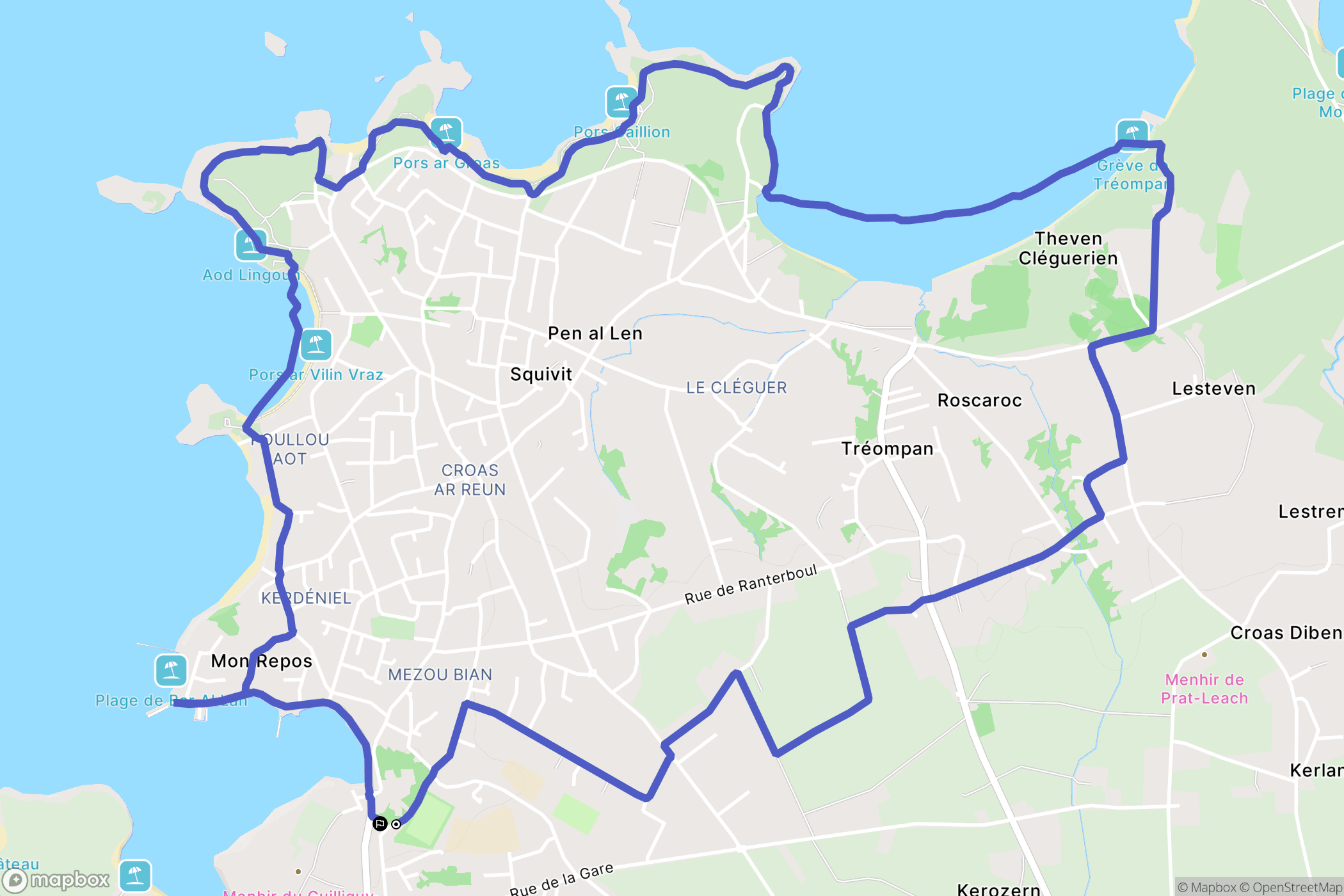 Ploudalmézeau : carte du parcours de randonnée - France