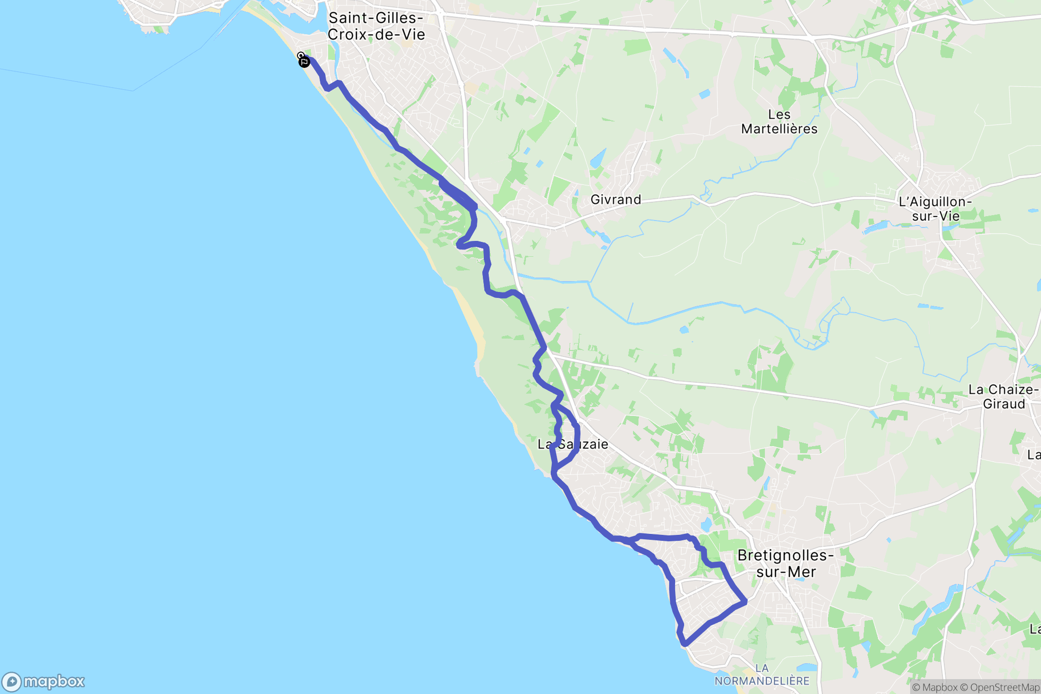 Saint-Gilles-Croix-de-Vie : carte du parcours de randonnée - France