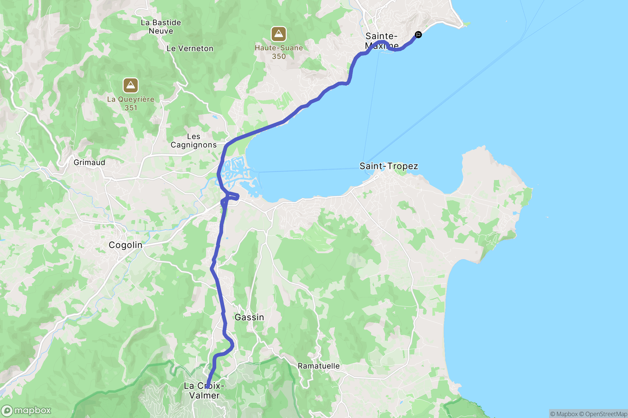 Sainte-Maxime : carte du parcours de randonnée - France