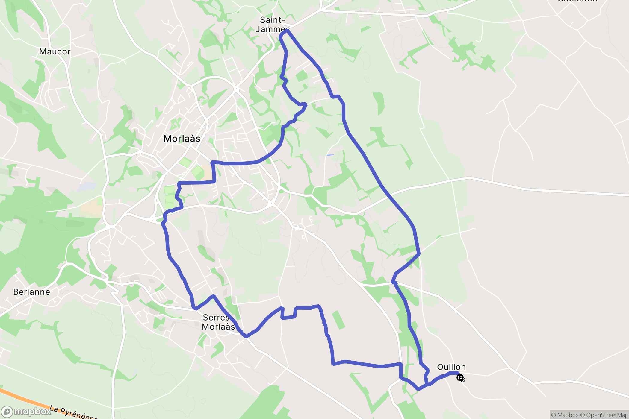 Ouillon : carte du parcours de randonnée - France