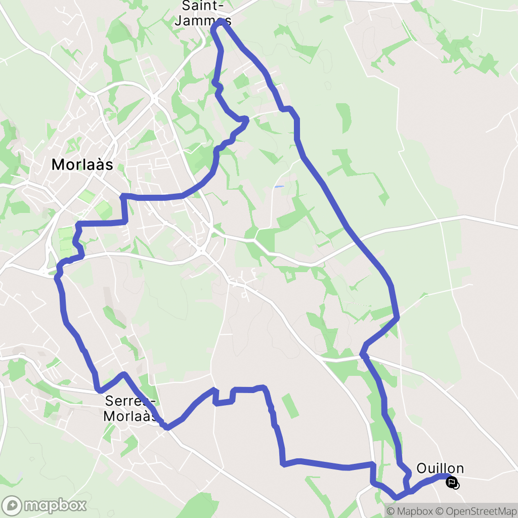 Ouillon : carte du parcours de randonnée - France