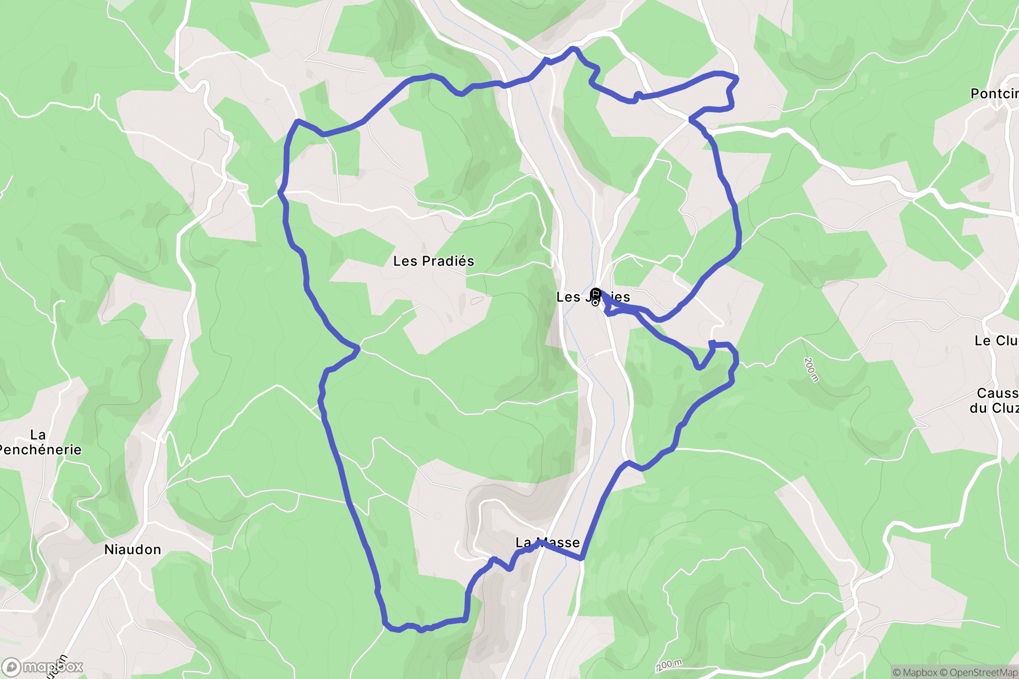 Les Junies : carte du parcours de randonnée - France