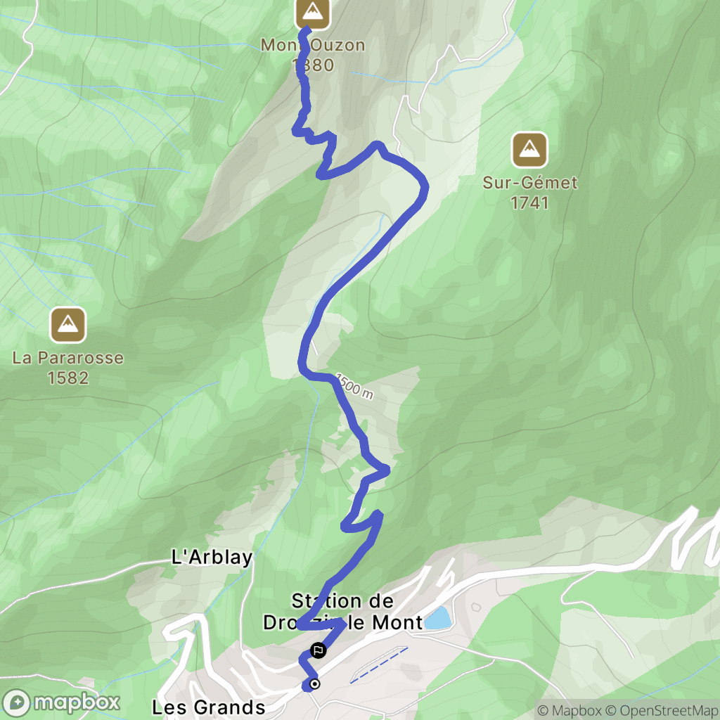 Le Biot : carte du parcours de randonnée - France