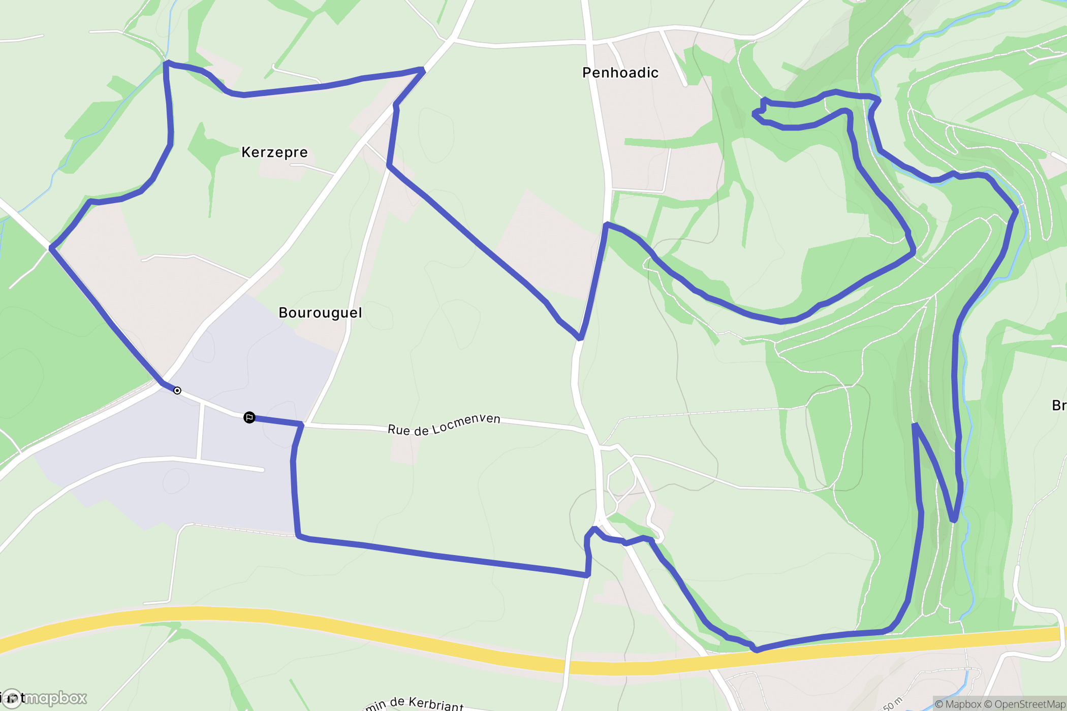 Guiclan : carte du parcours de randonnée - France