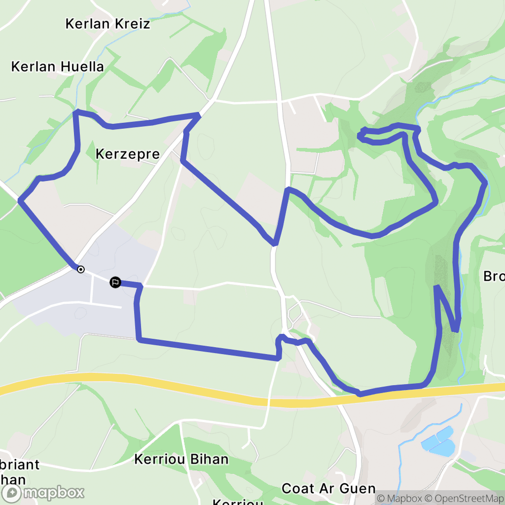 Guiclan : carte du parcours de randonnée - France