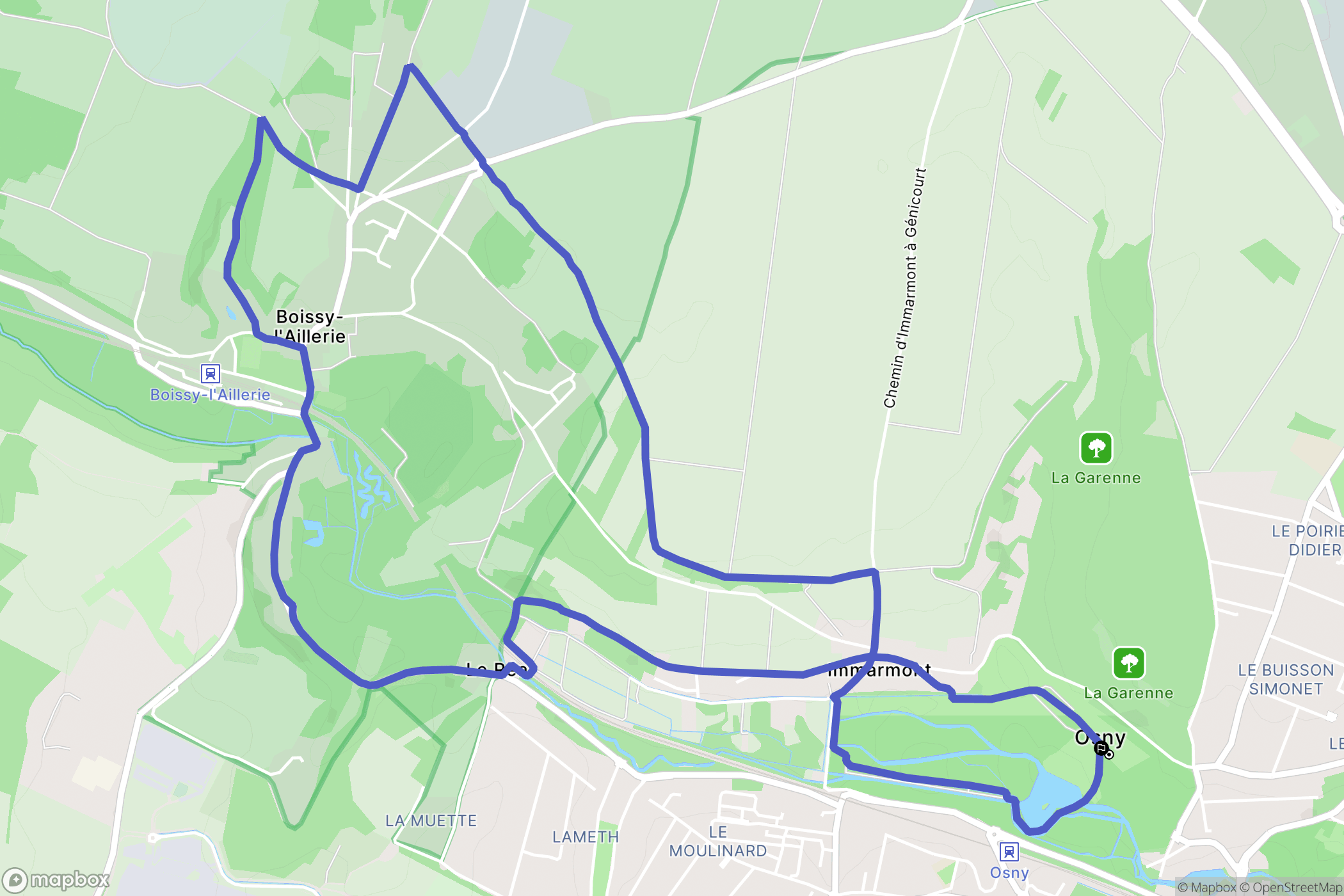 Osny : carte du parcours de randonnée - France