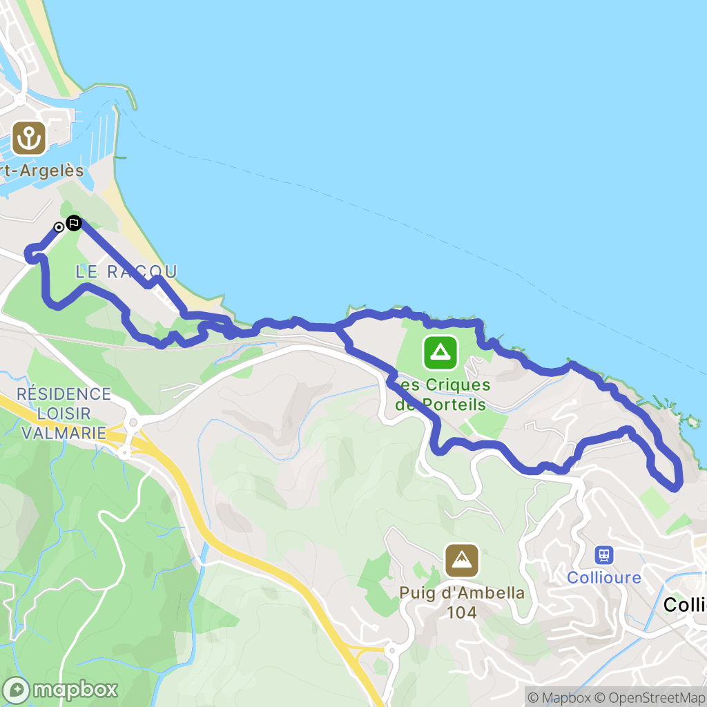 Argelès-sur-Mer : carte du parcours de randonnée - France