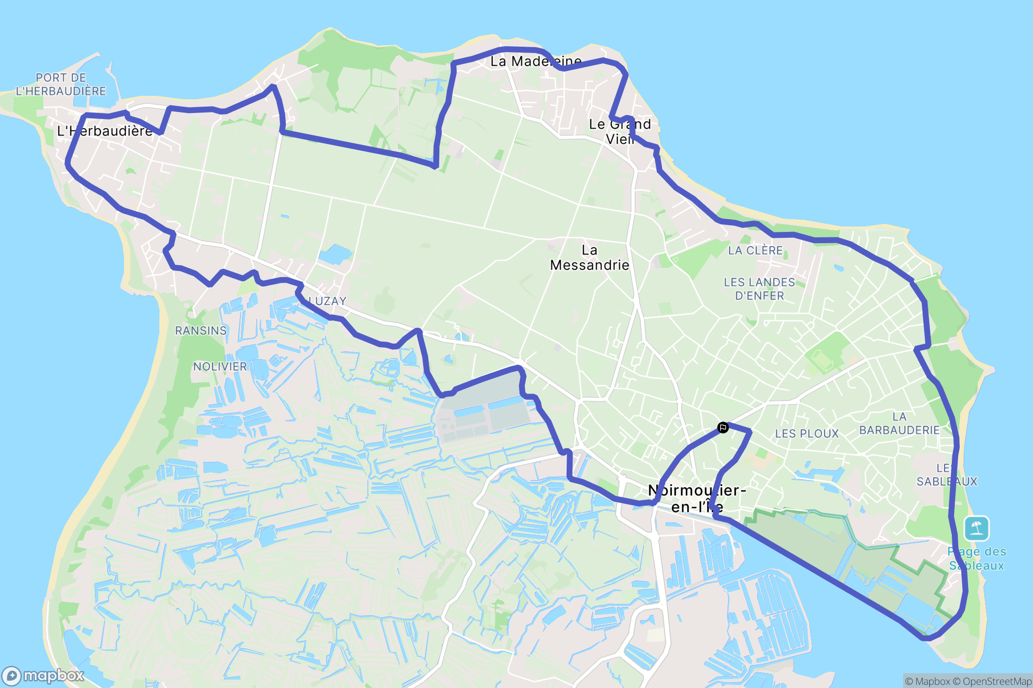Noirmoutier-en-l'Île : carte du parcours de randonnée - France