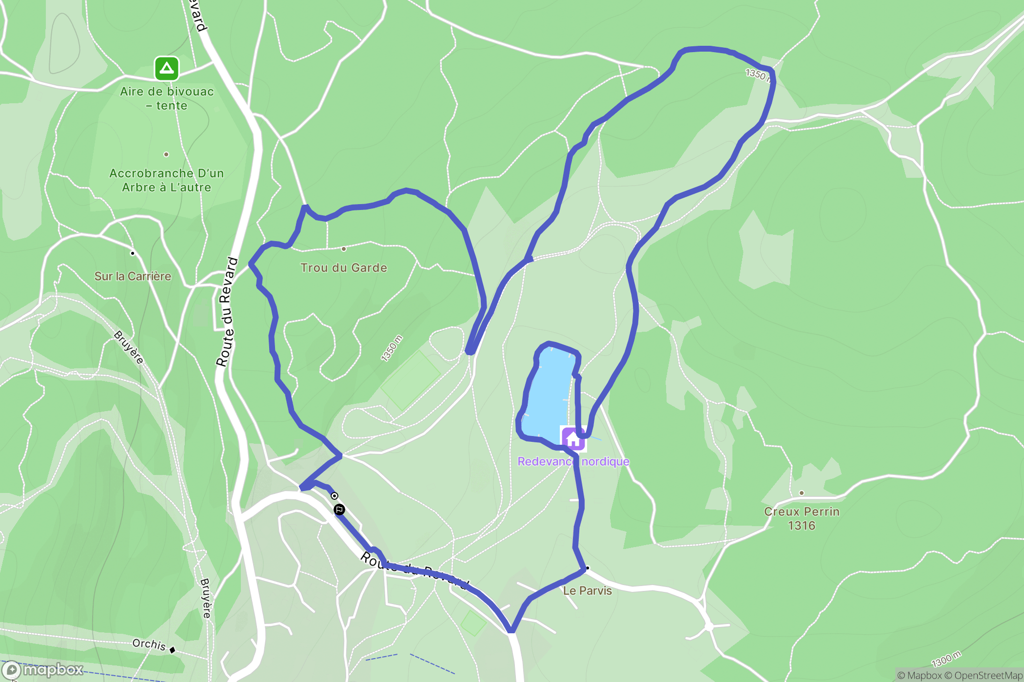 Les Deserts : carte du parcours de randonnée - France