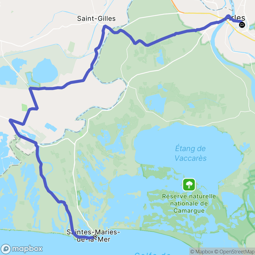 Saintes-Maries-de-la-Mer : carte du parcours de randonnée - France