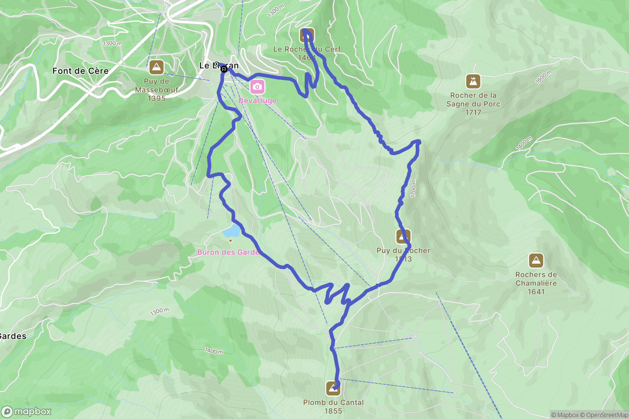 Laveissière : carte du parcours de randonnée - France