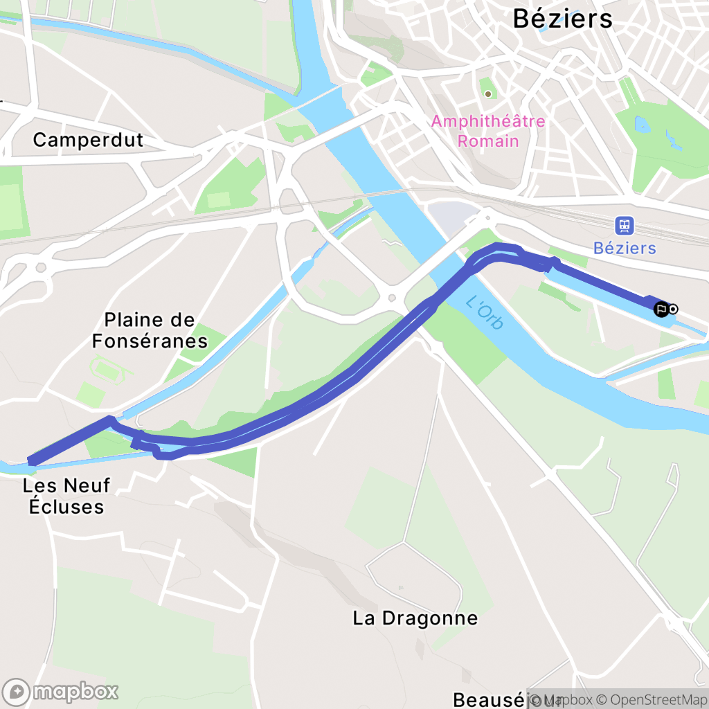 Béziers : carte du parcours de randonnée - France