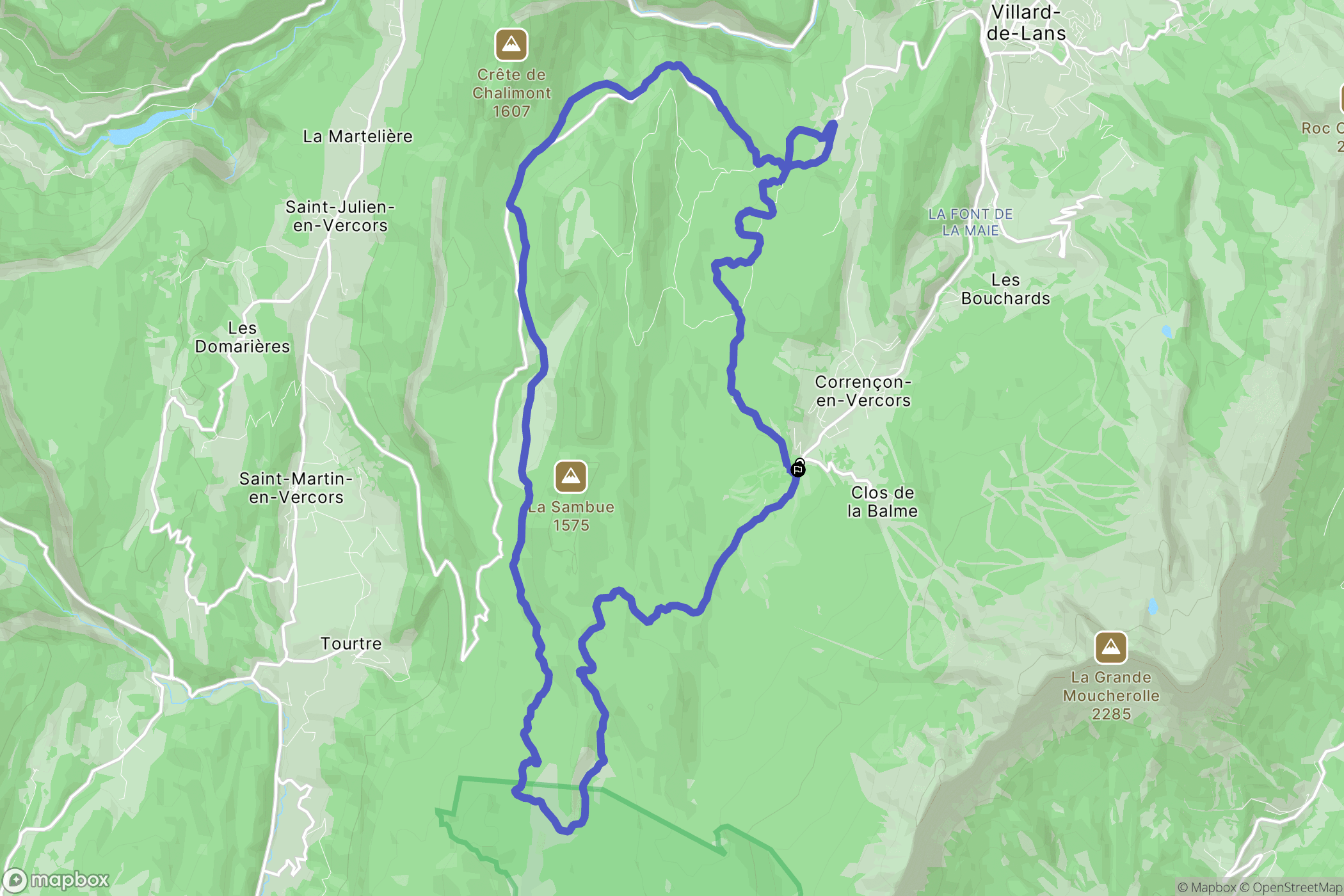 Corrençon-en-Vercors : carte du parcours de randonnée - France