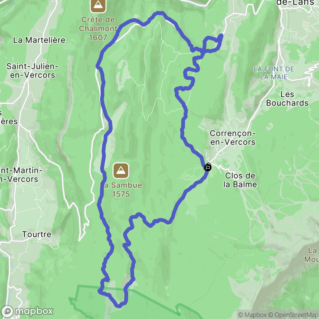 Corrençon-en-Vercors : carte du parcours de randonnée - France