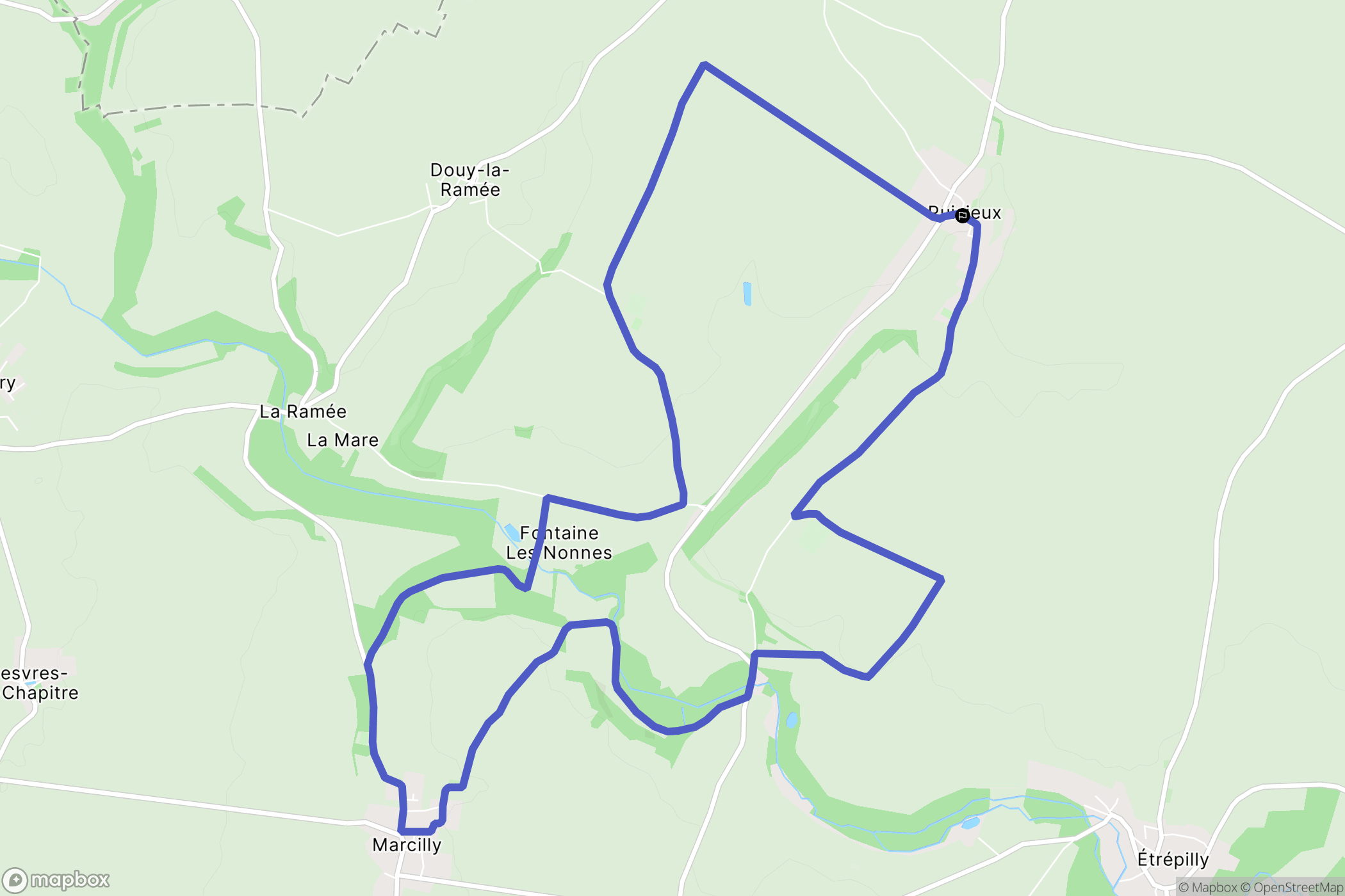 Puisieux : carte du parcours de randonnée - France