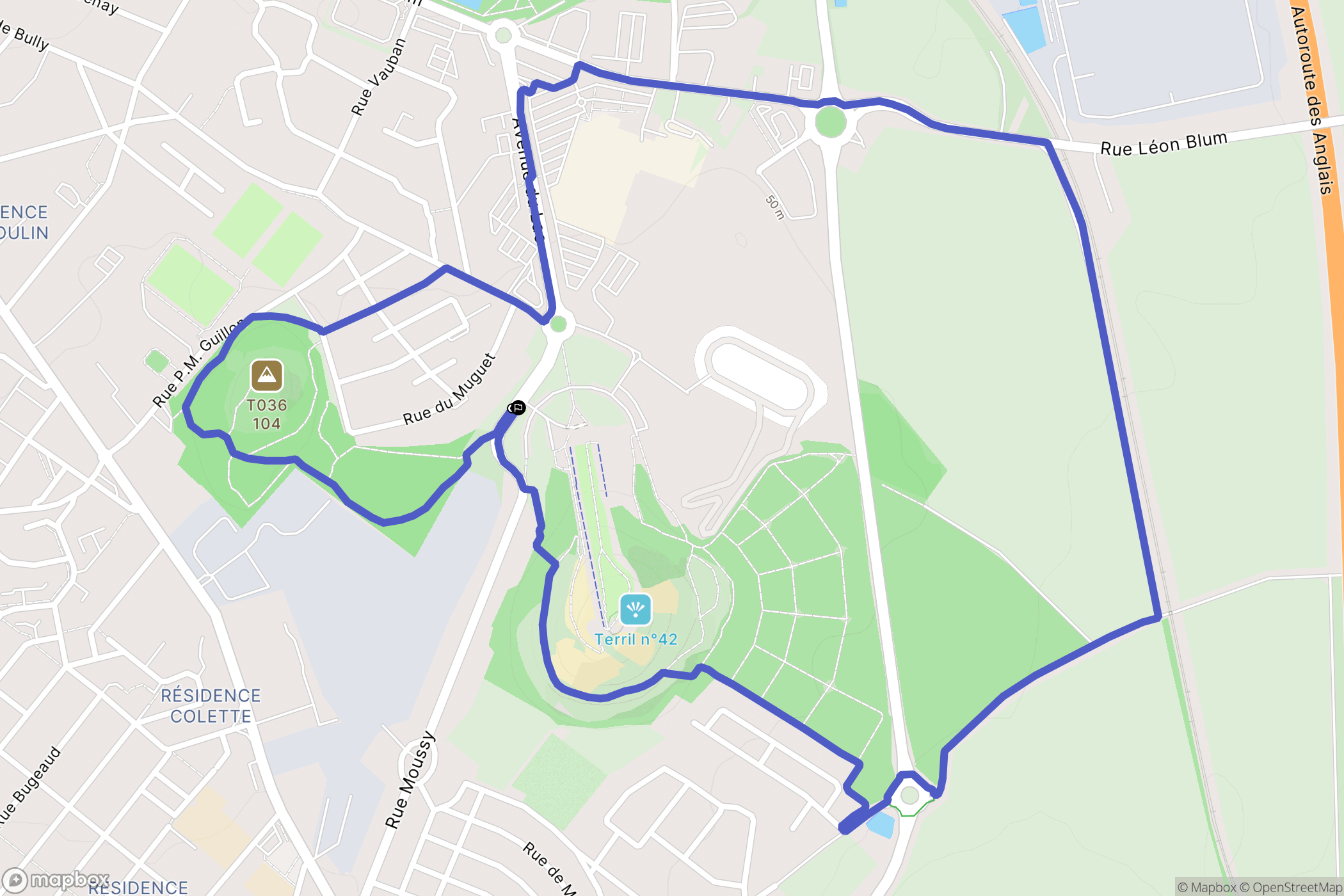 Nœux-les-Mines : carte du parcours de randonnée - France