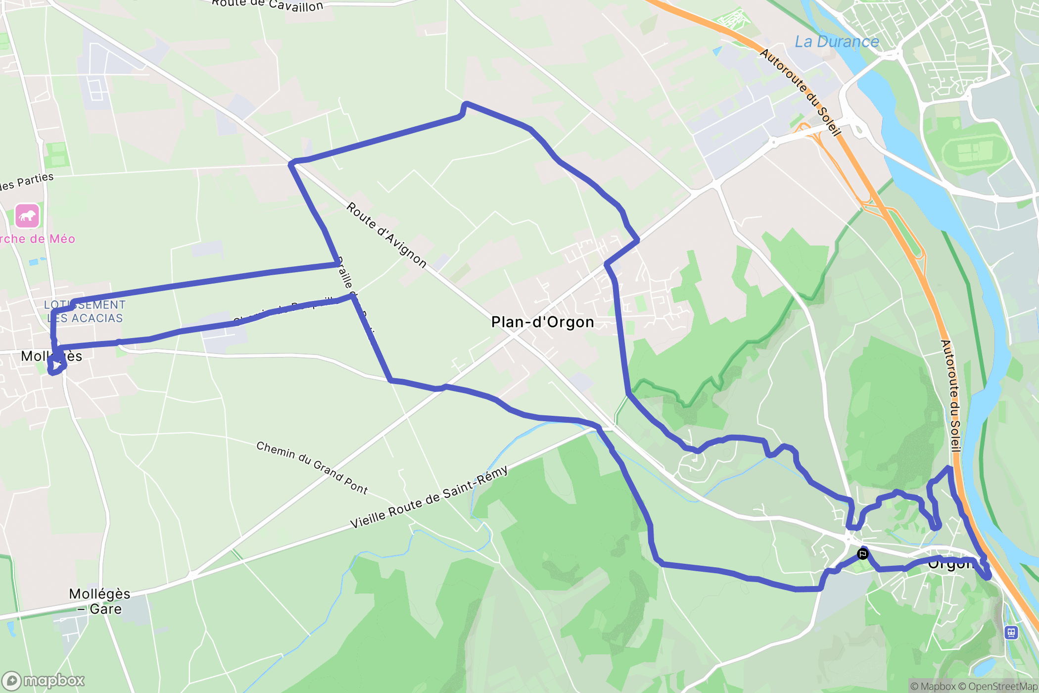 Orgon : carte du parcours de randonnée - France