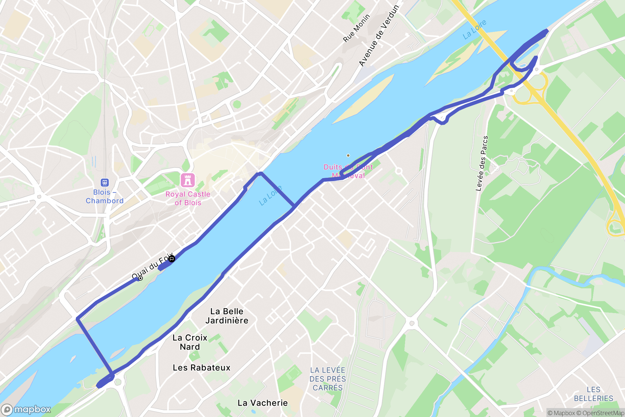 Blois : carte du parcours de randonnée - France