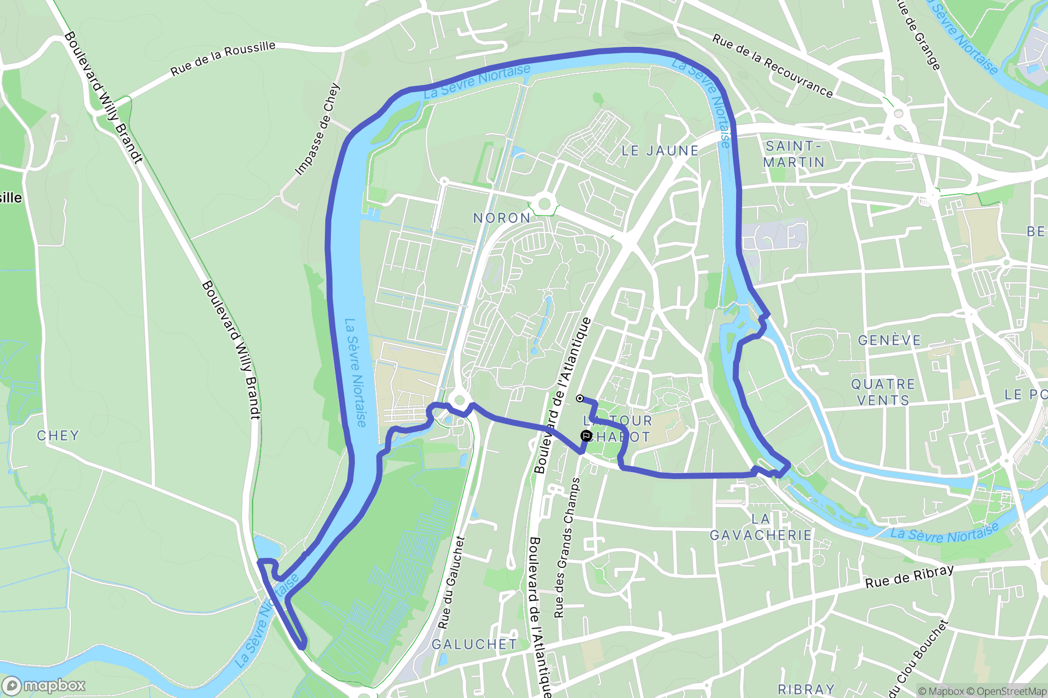Niort : carte du parcours de randonnée - France