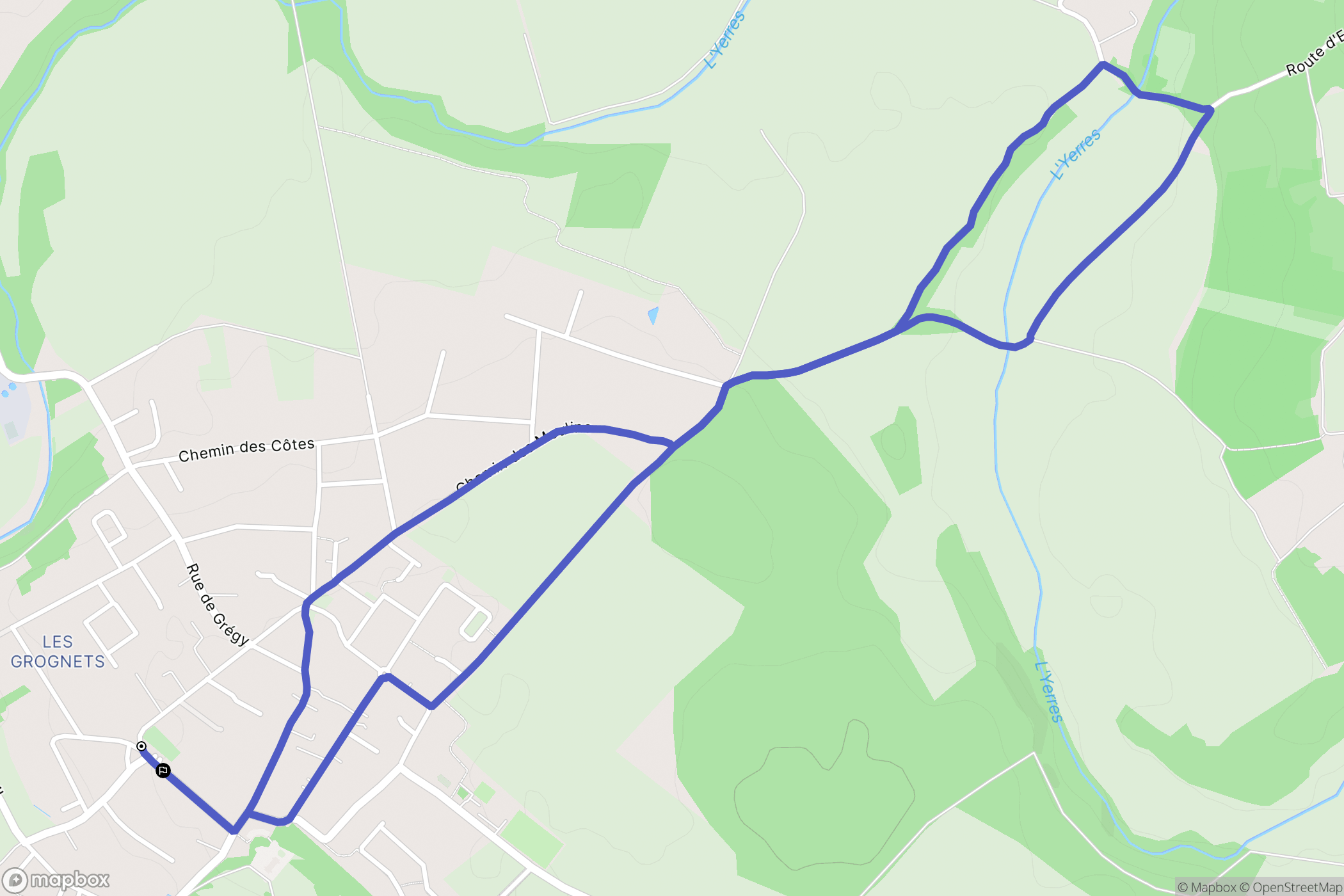 Évry-Grégy-sur-Yerre : carte du parcours de randonnée - France