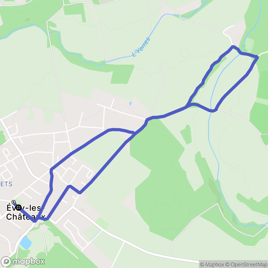 Évry-Grégy-sur-Yerre : carte du parcours de randonnée - France