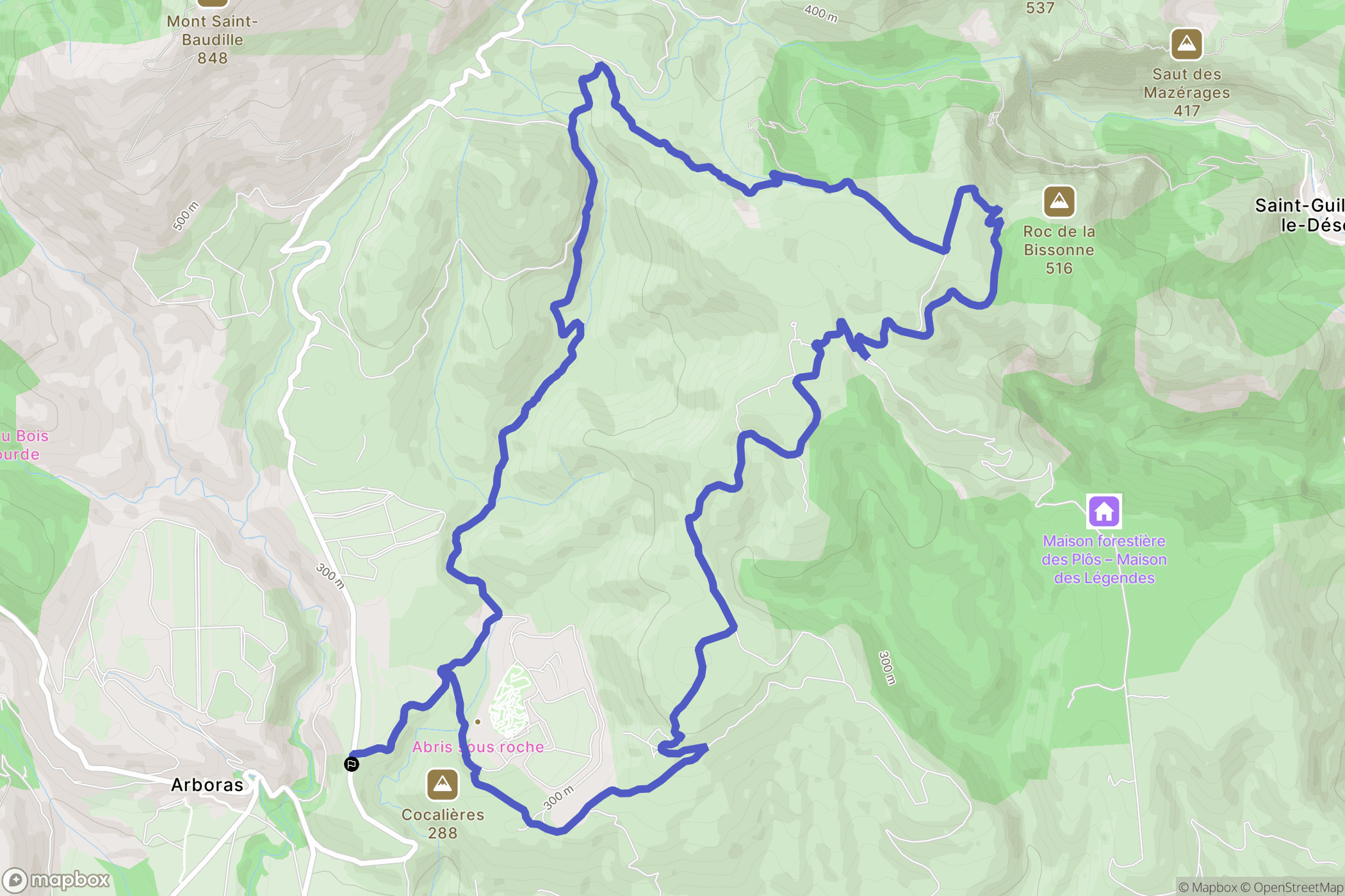 Montpeyroux : carte du parcours de randonnée - France