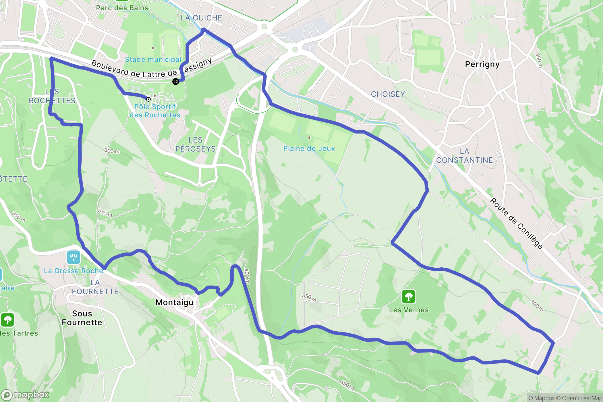 Lons-le-Saunier : carte du parcours de randonnée - France