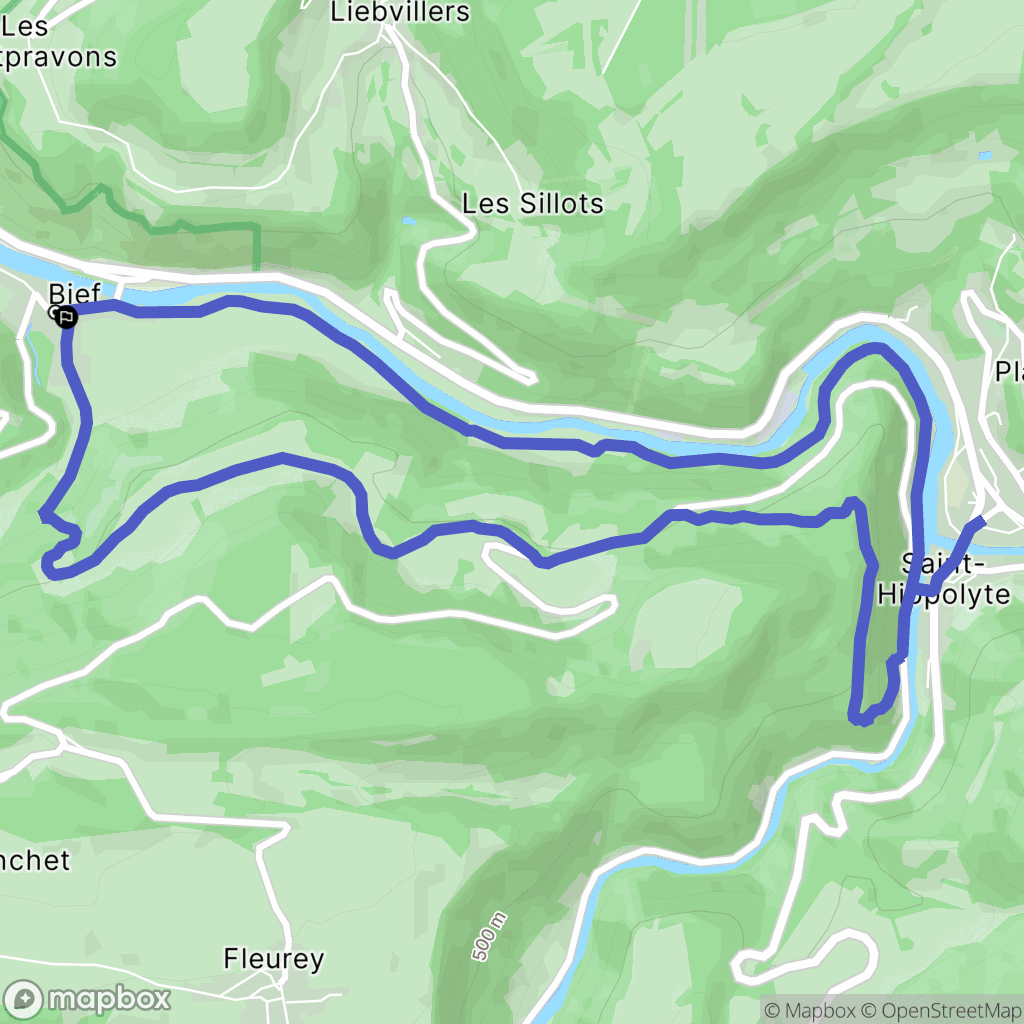 Bief : carte du parcours de randonnée - France