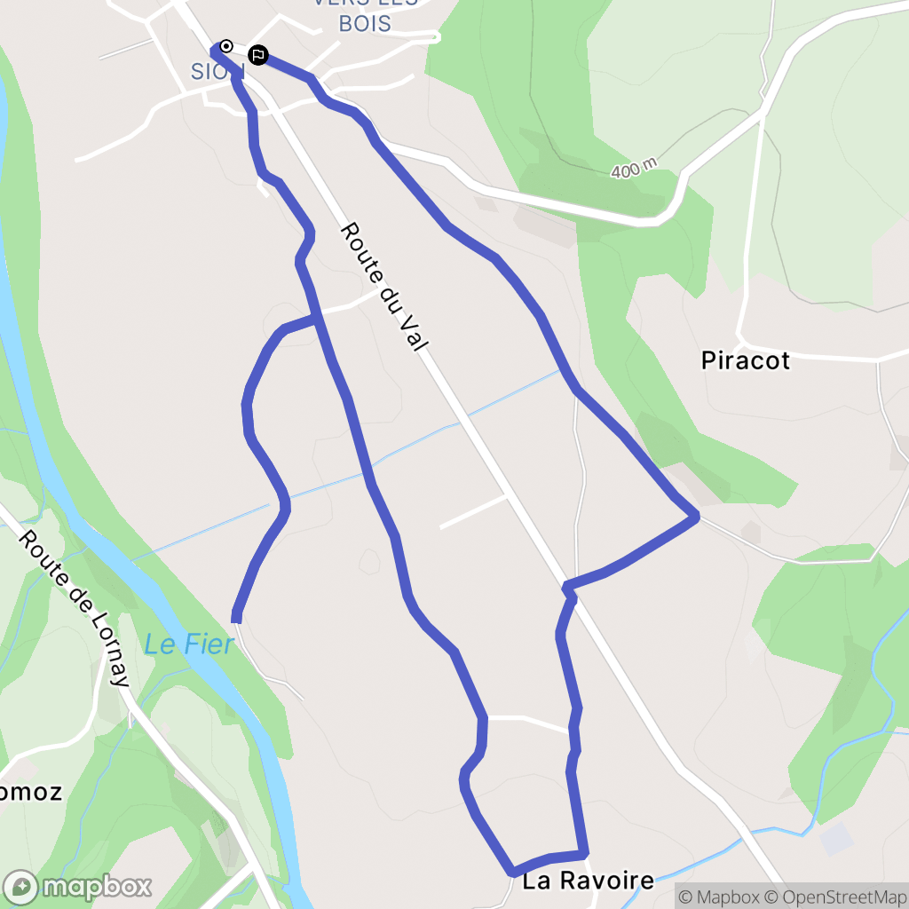 Vallières-sur-Fier : carte du parcours de randonnée - France