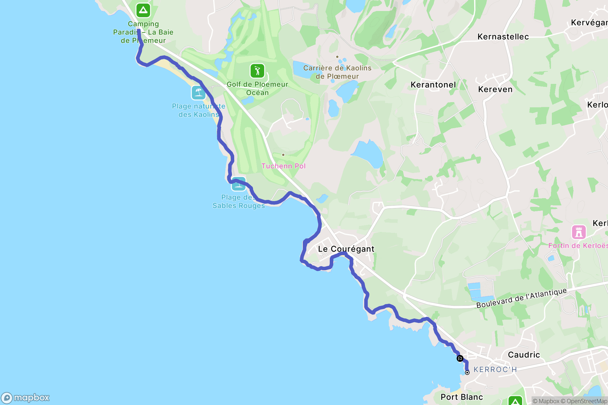 Ploemeur : carte du parcours de randonnée - France