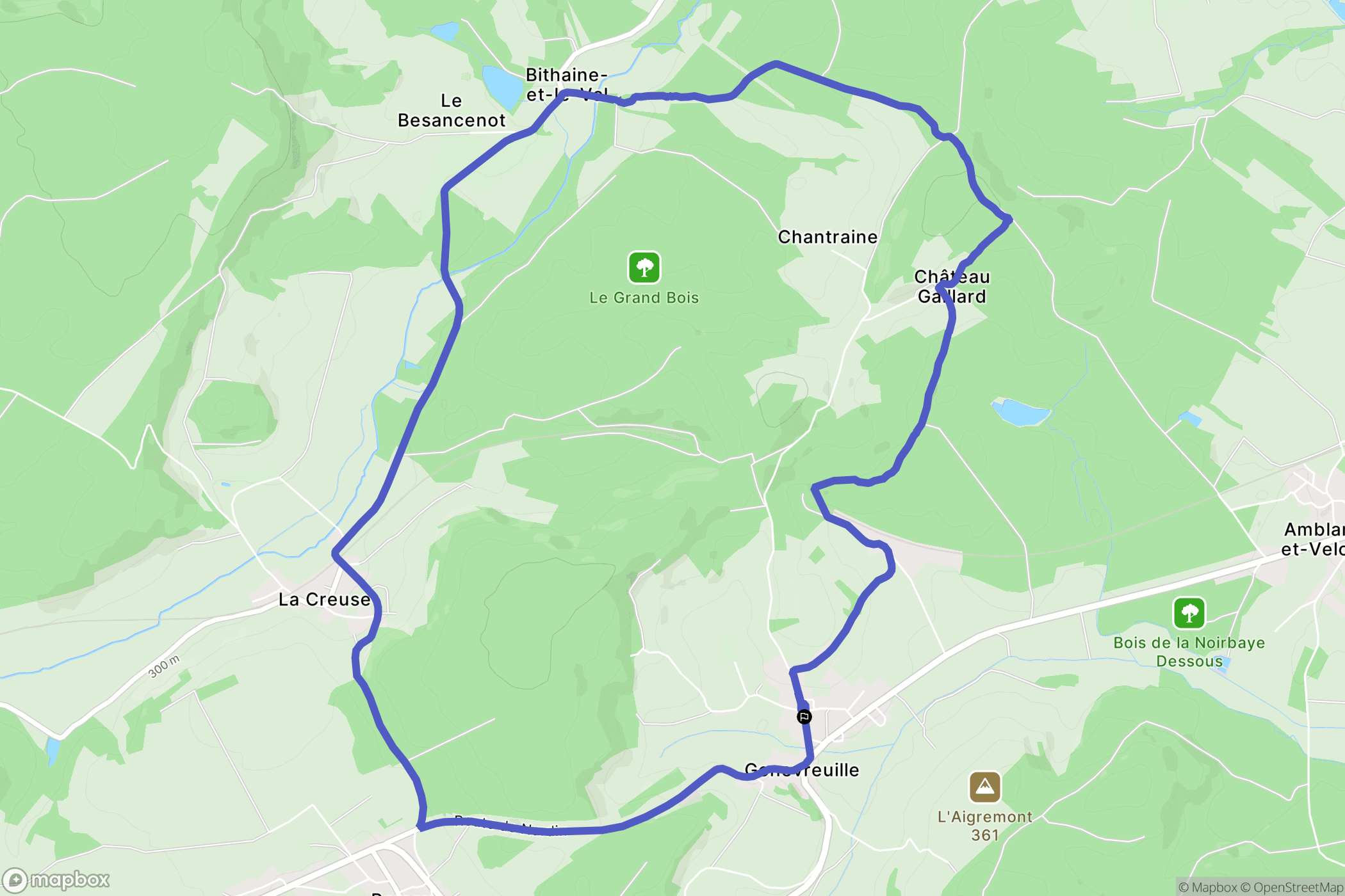 Genevreuille : carte du parcours de randonnée - France