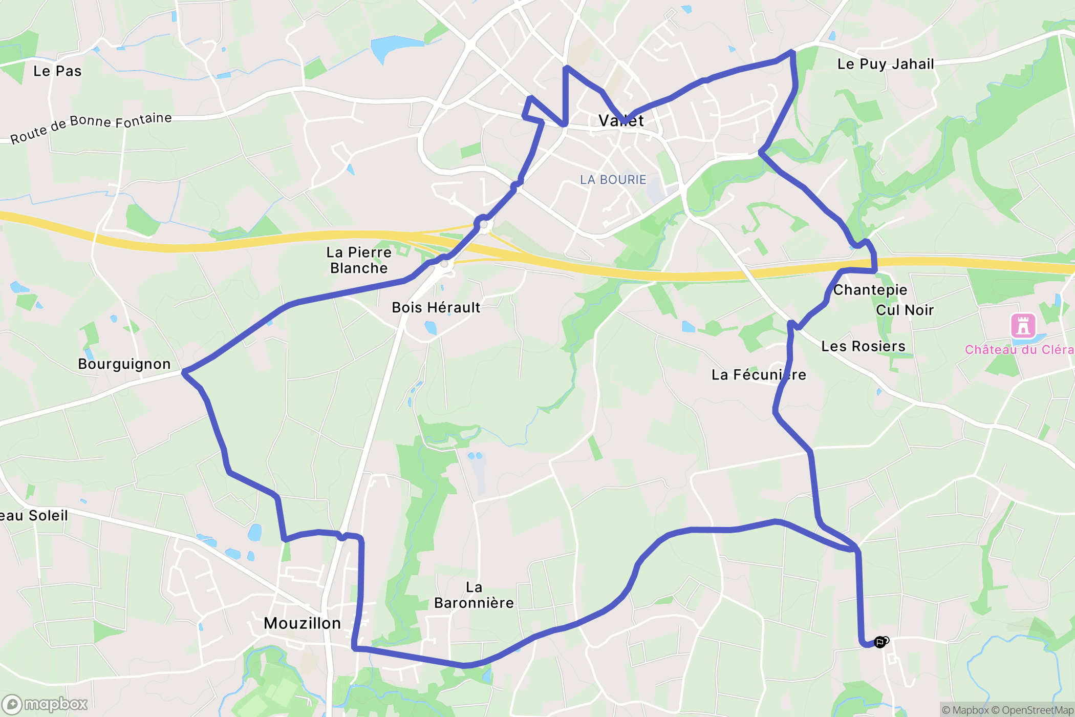 Vallet : carte du parcours de randonnée - France
