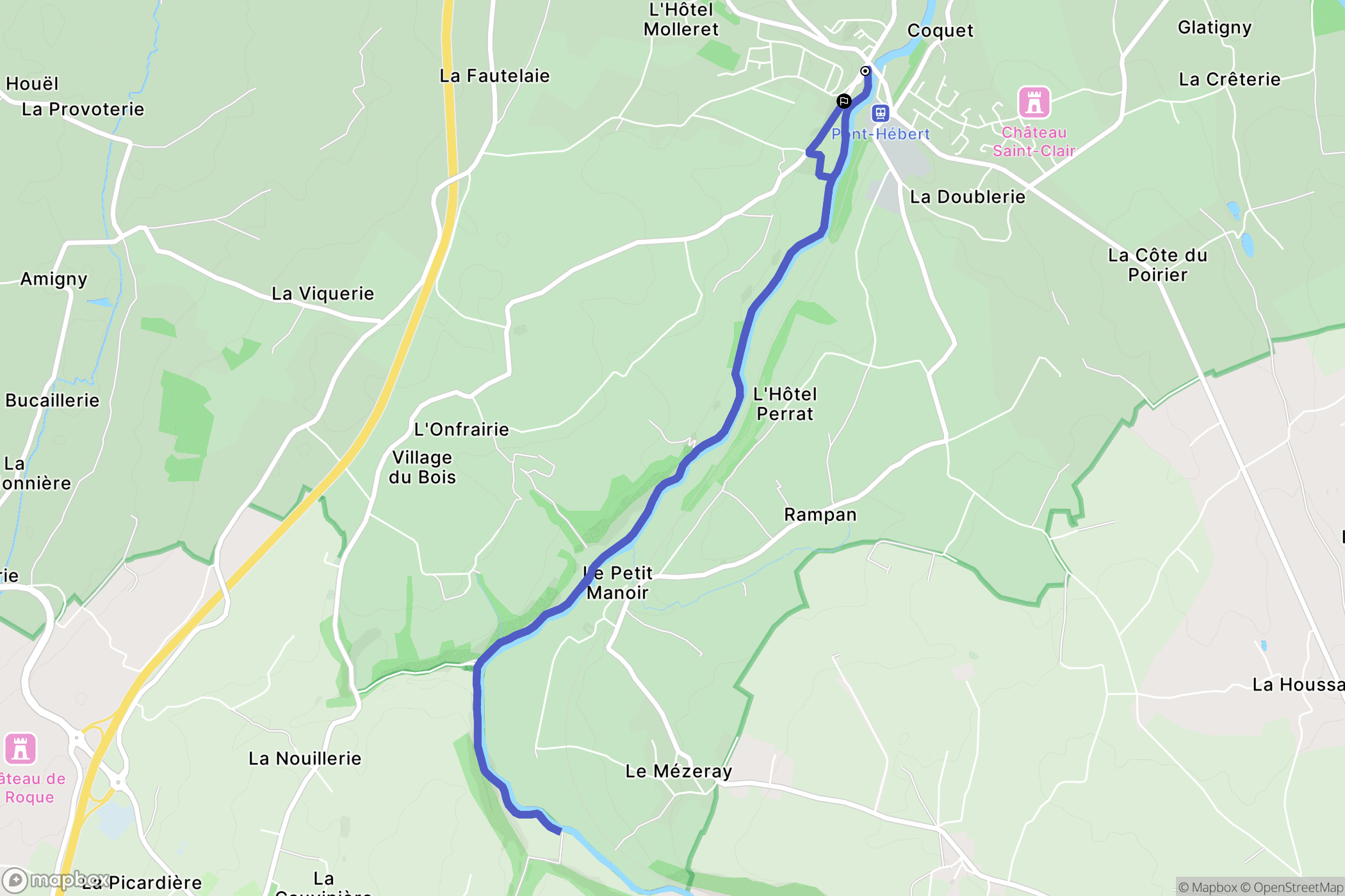 Pont-Hébert : carte du parcours de randonnée - France