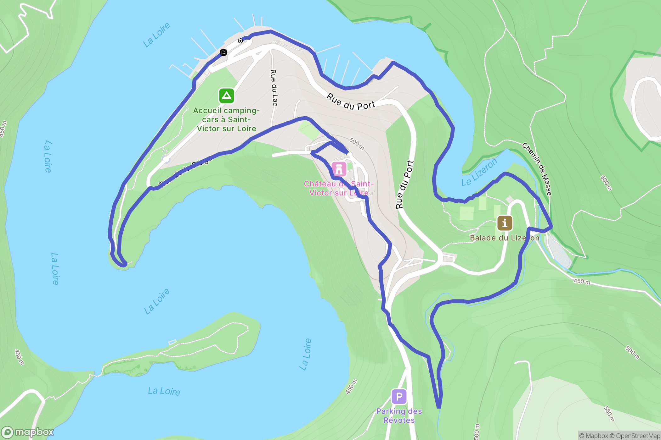 Saint-Victor sur Loire : carte du parcours de randonnée - France