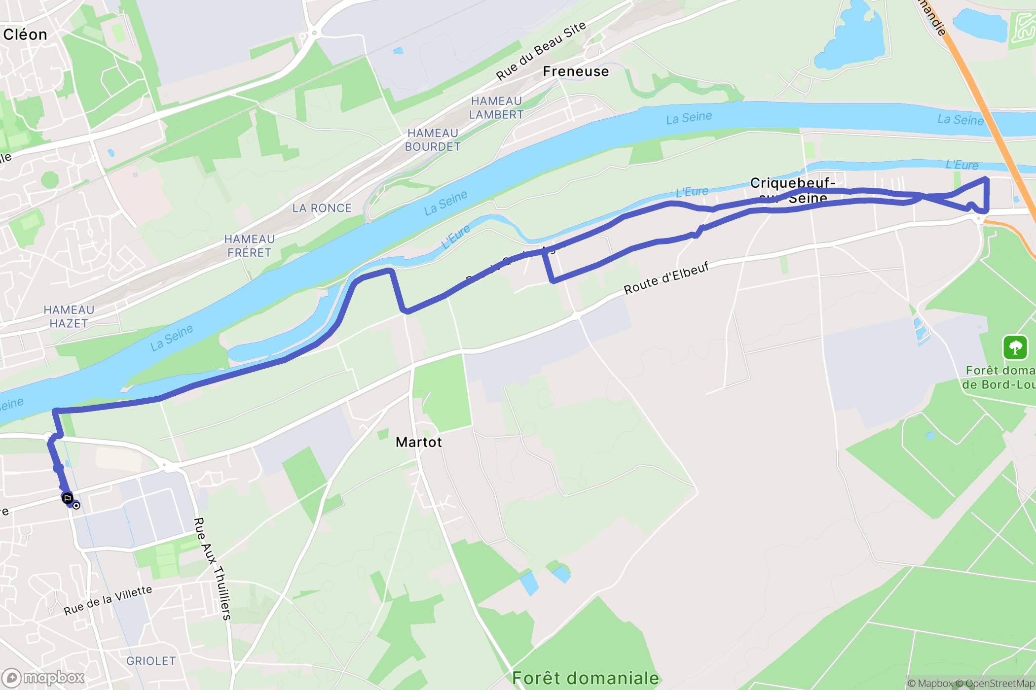 Saint-Pierre-lès-Elbeuf : carte du parcours de randonnée - France