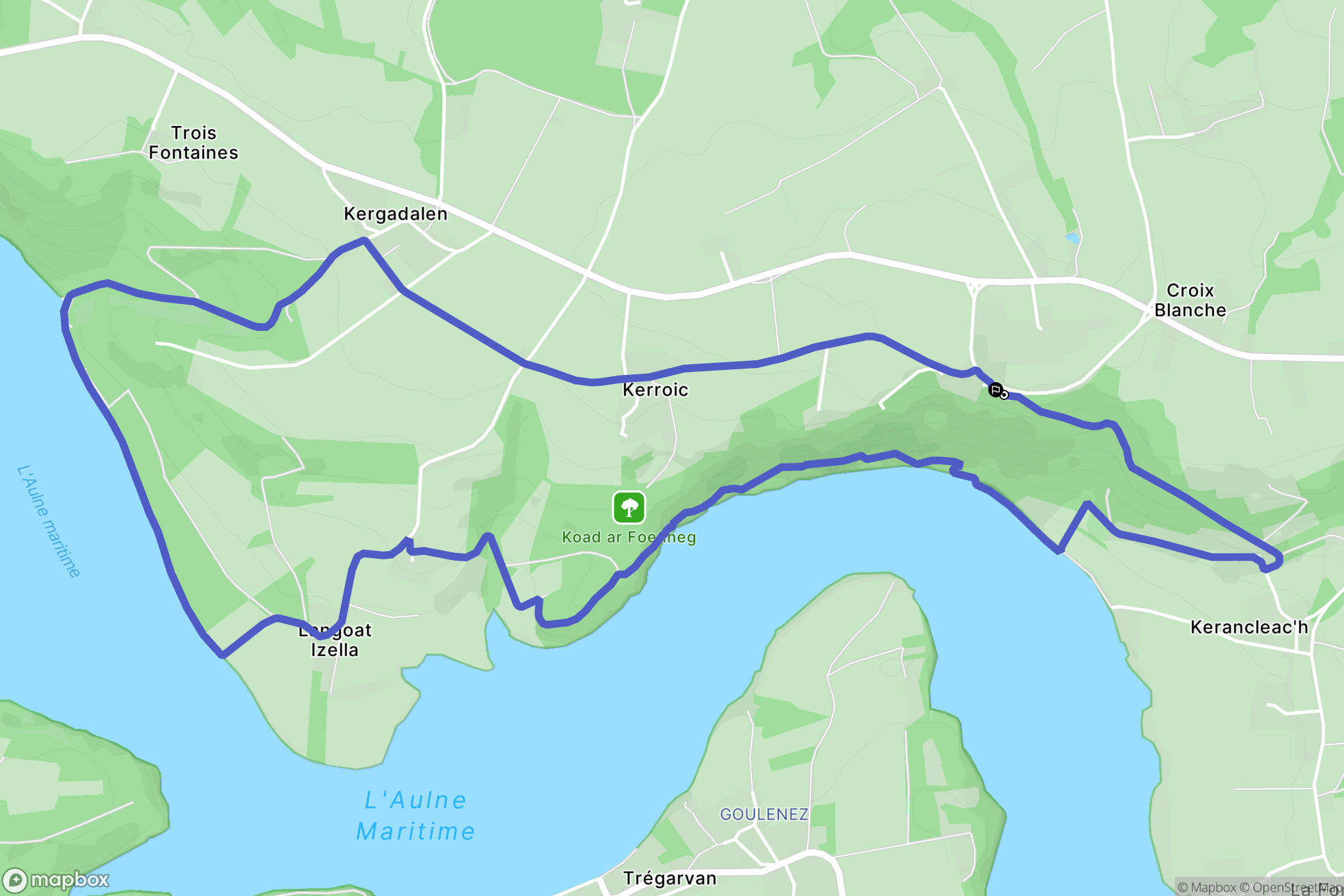 Rosnoën : carte du parcours de randonnée - France